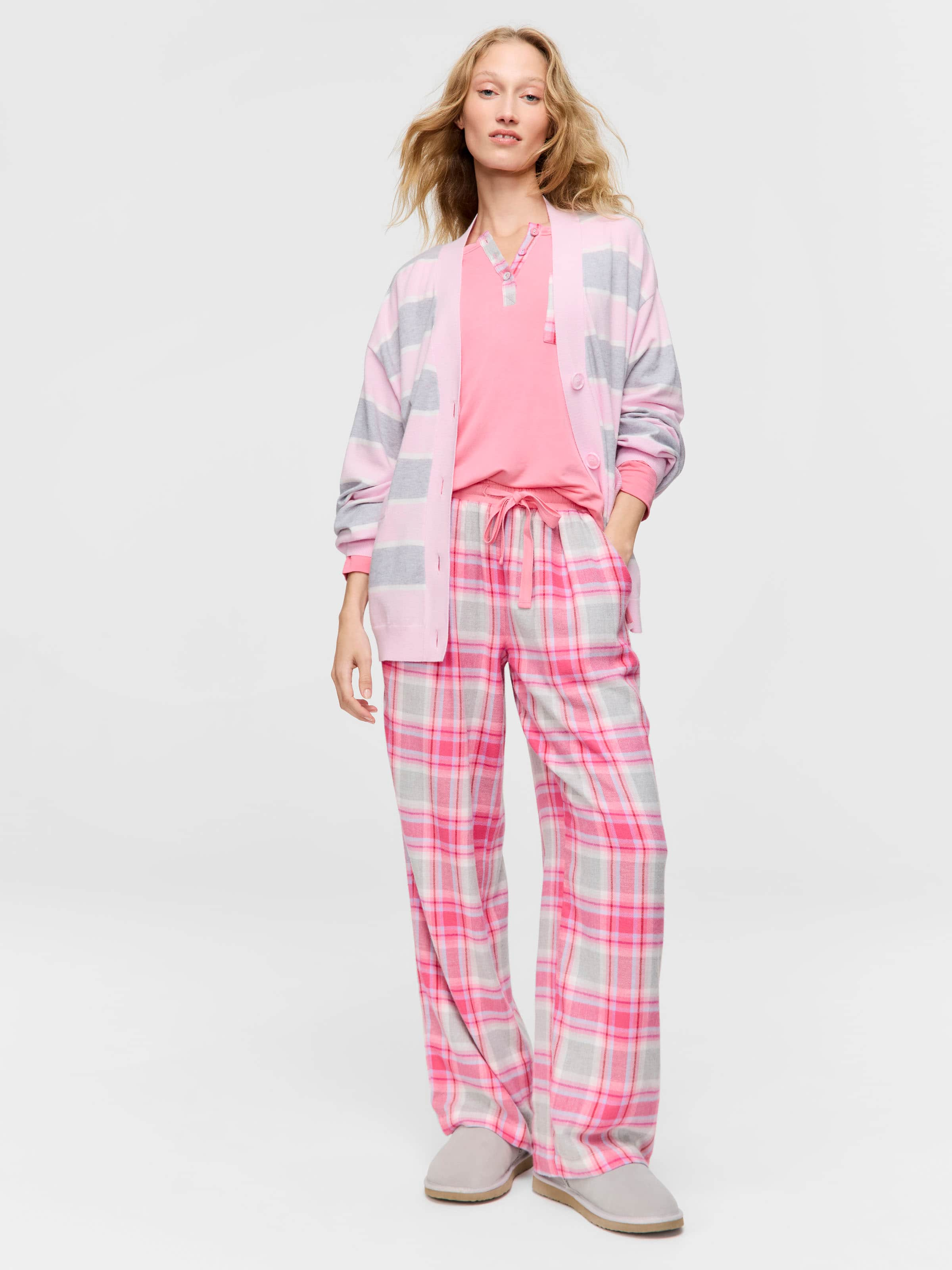 Bright Check Flannelette Wide Leg Pj Pant Multi Peter Alexander Online