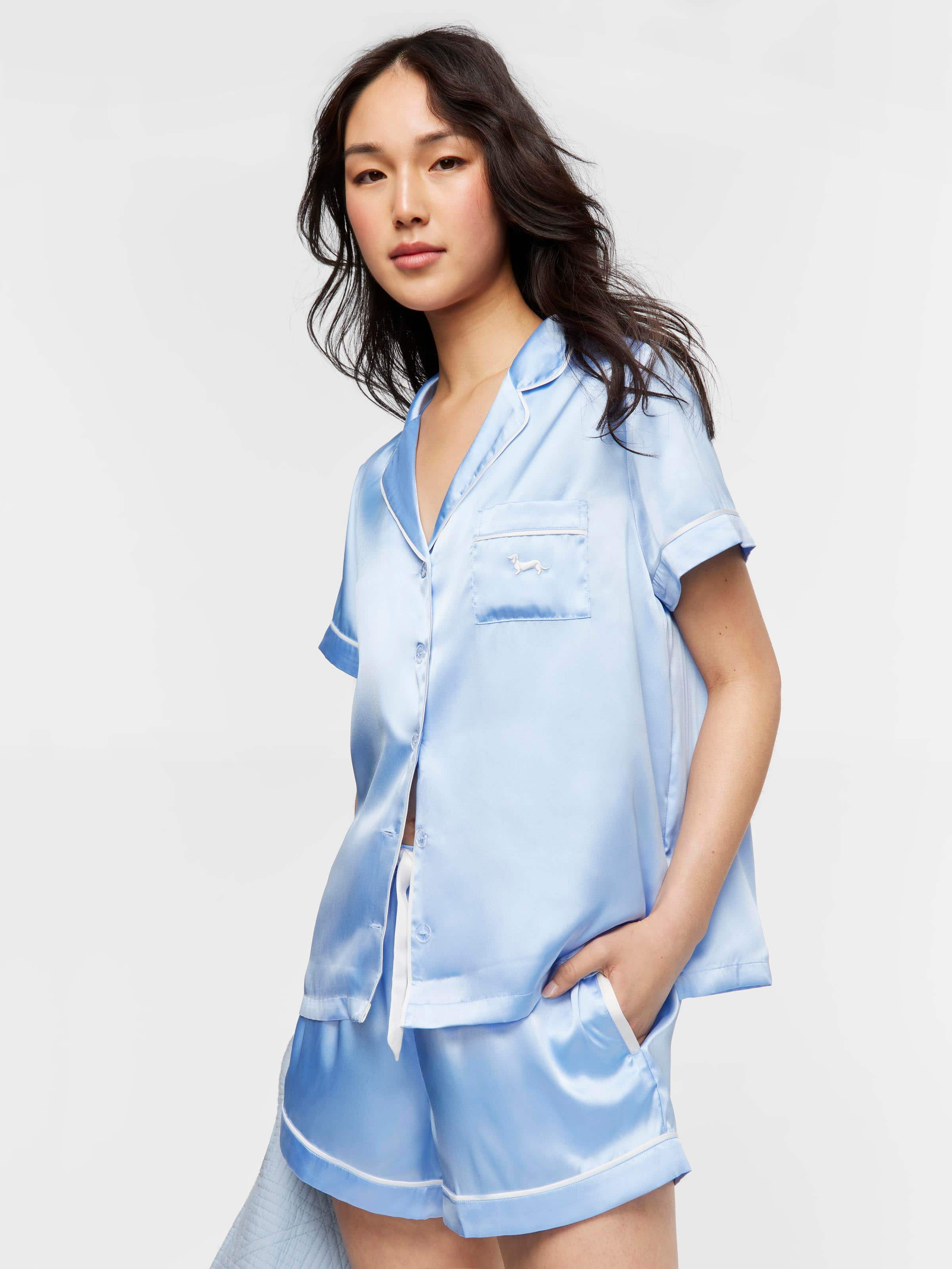 Cornflower Blue Satin Pj Set Peter Alexander Online