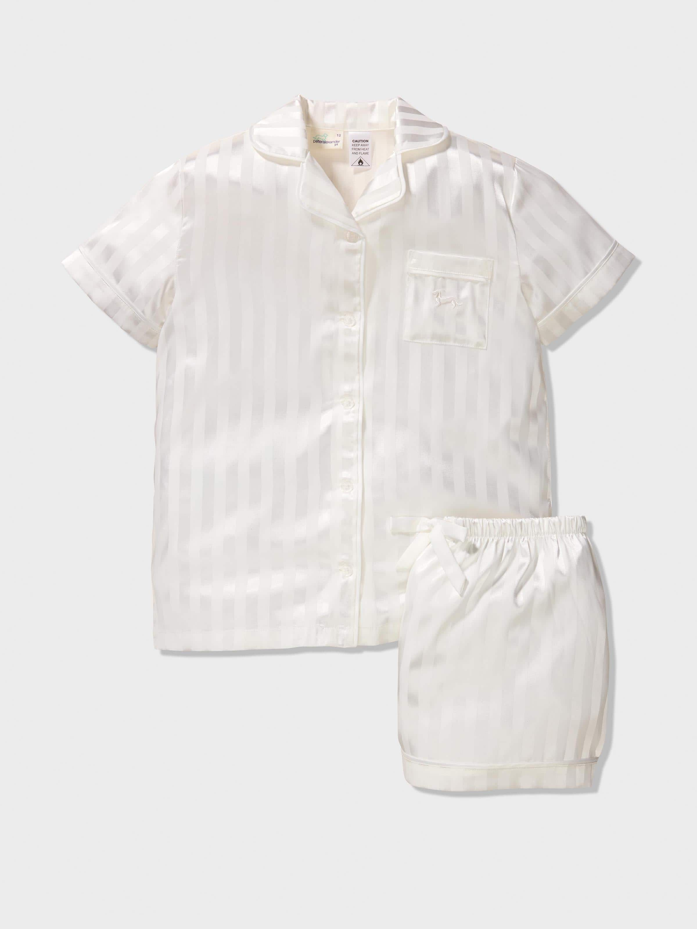 Girls Classic White Satin Pj Set Peter Alexander Online