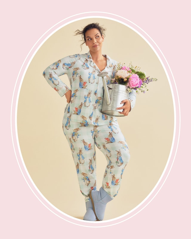 Pajama Pants - White/small flowers - Ladies
