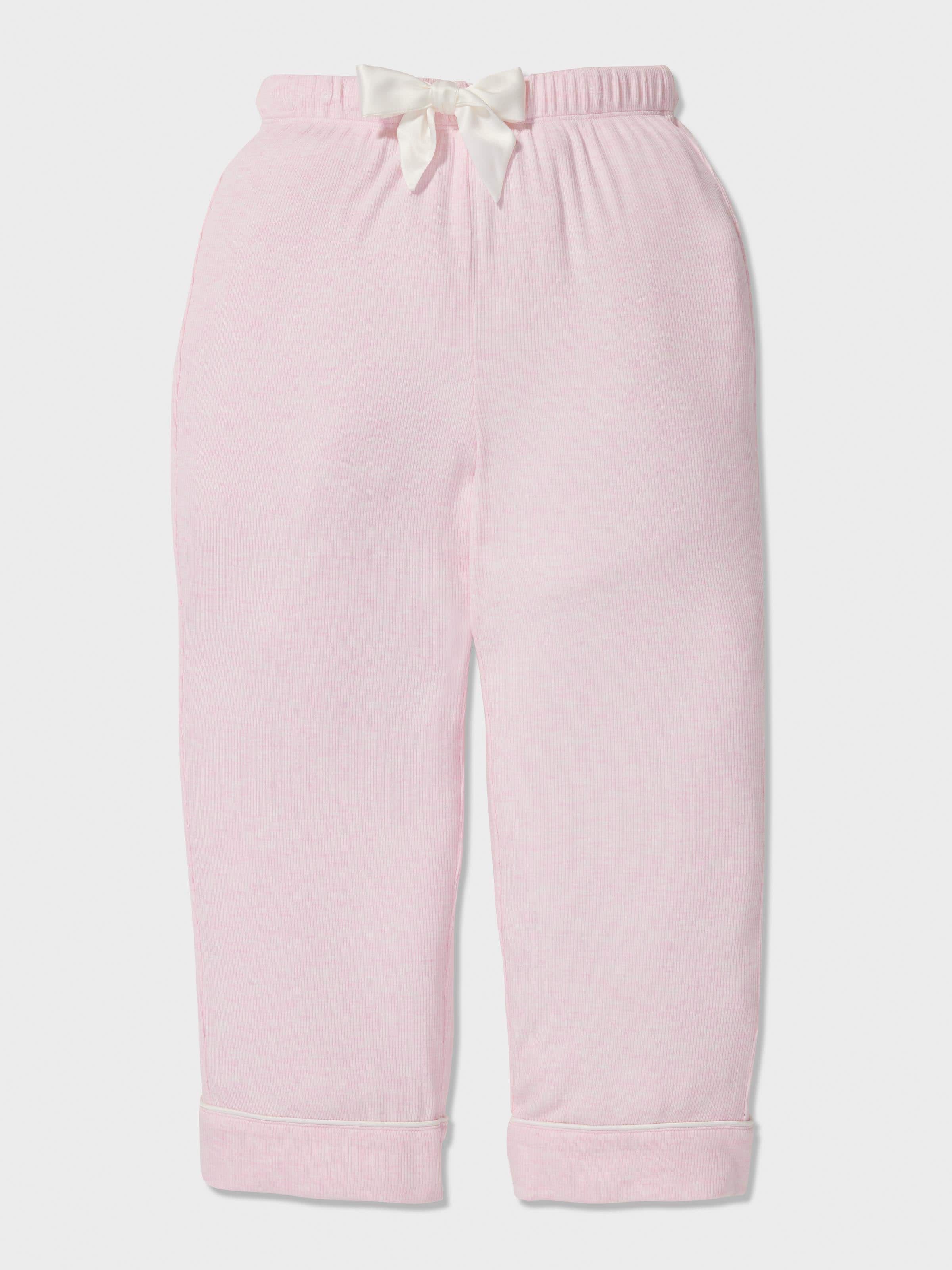 Jnr Girls Pink Rib Classic Pj Set