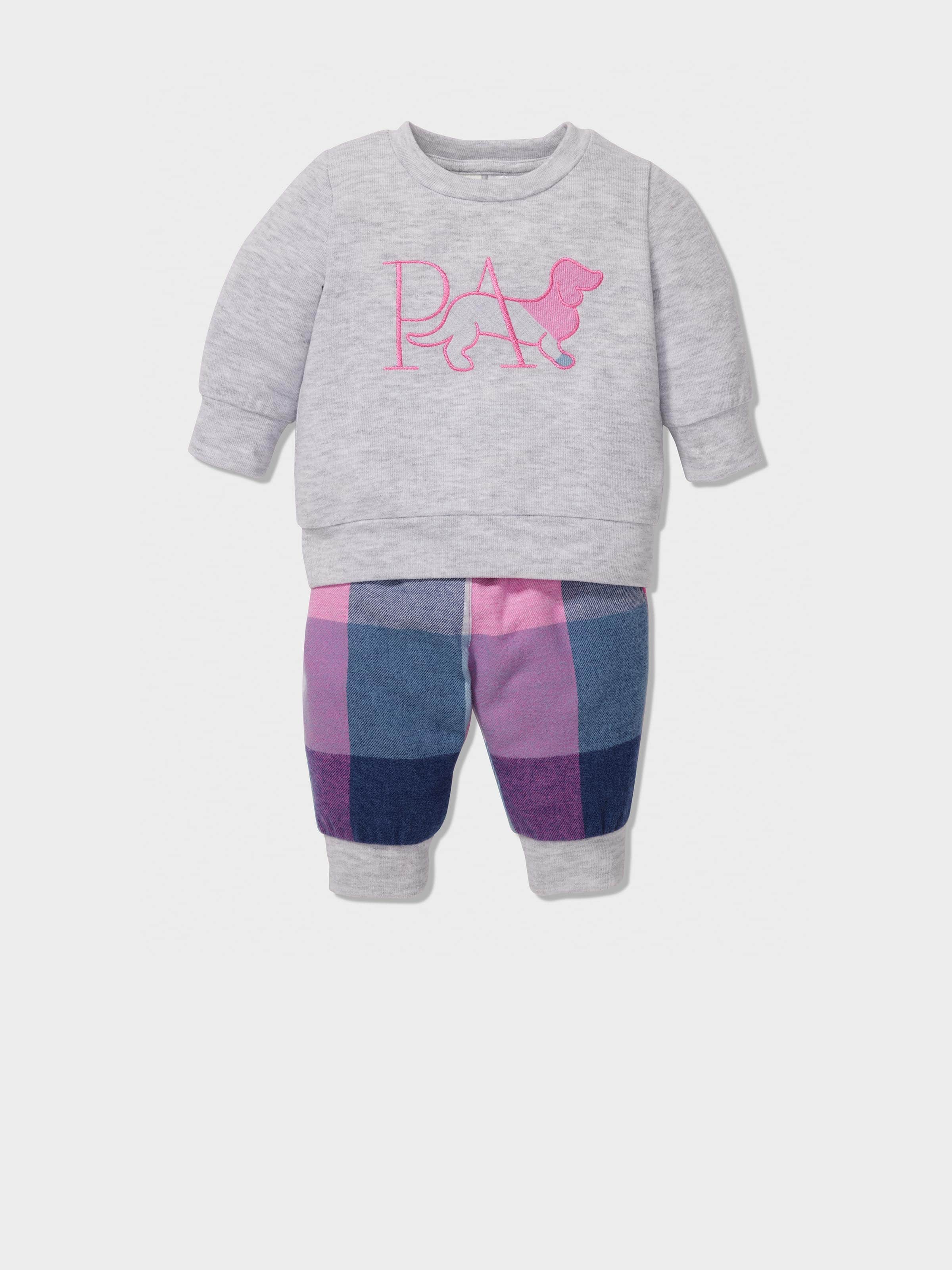 Baby Pink Buffalo Check Long Pj Set