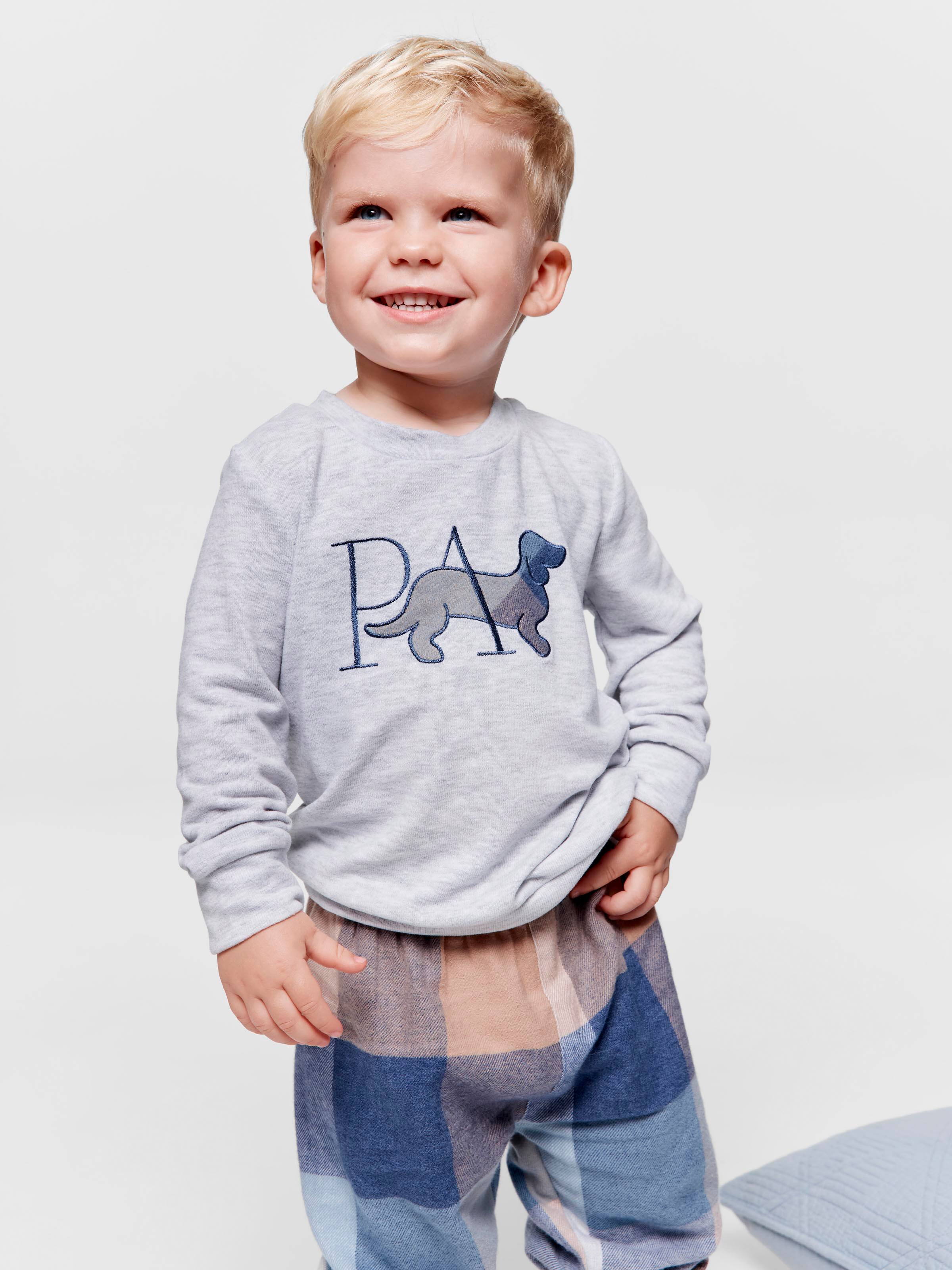 Baby Blue Buffalo Check Long Pj Set