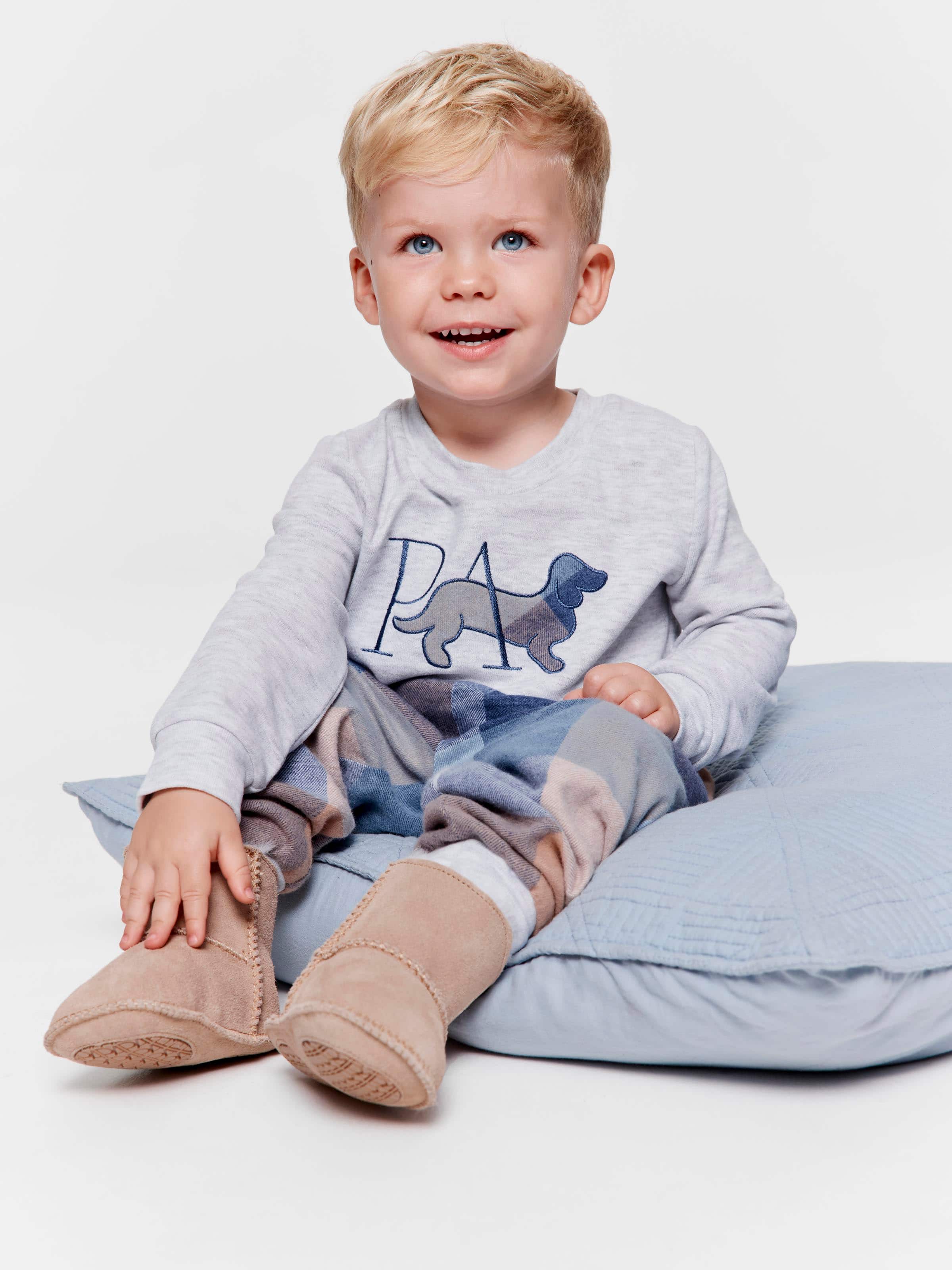 Baby Blue Buffalo Check Long Pj Set