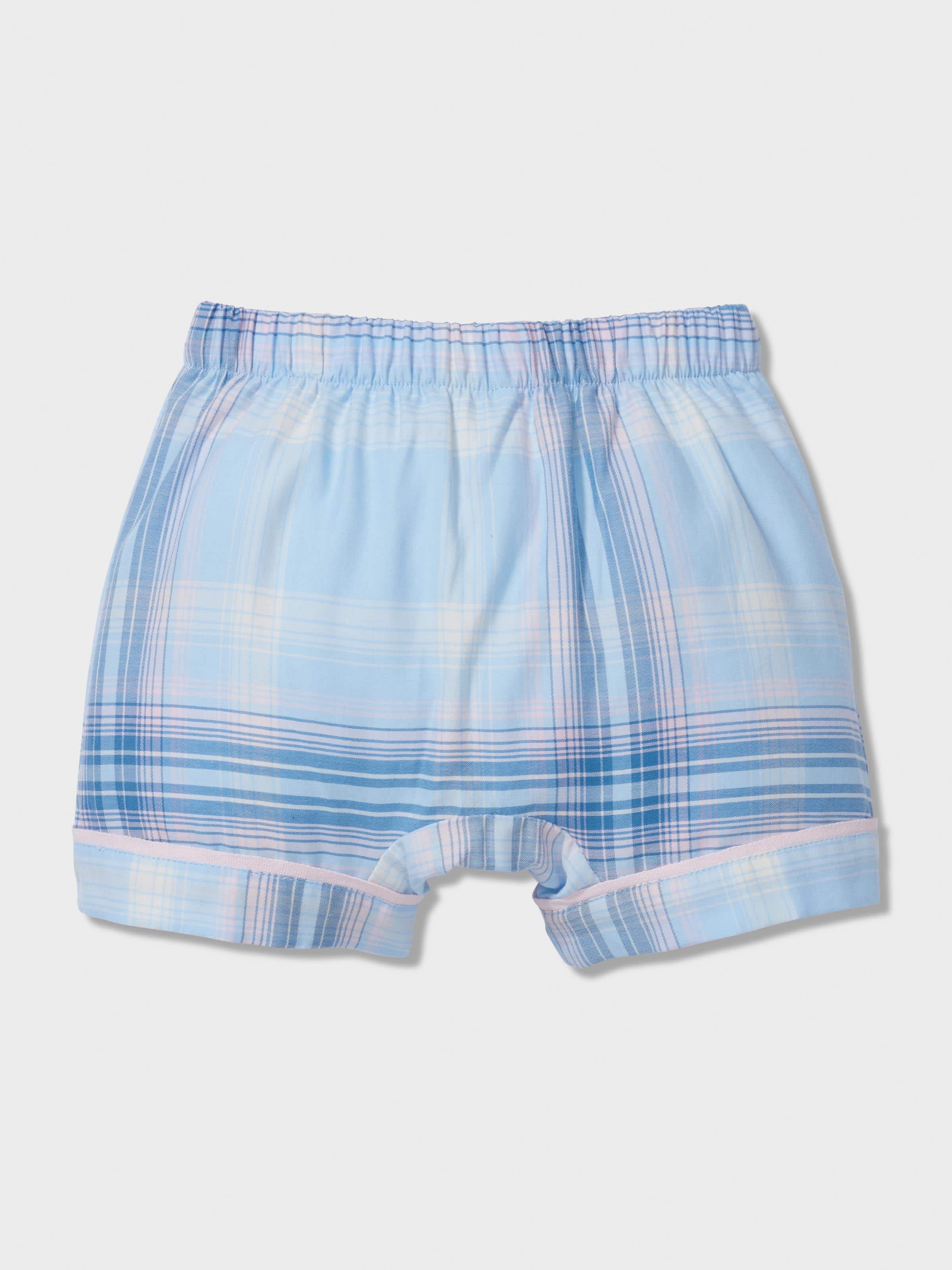 Baby Blue Check Classic Shortie Pj Set