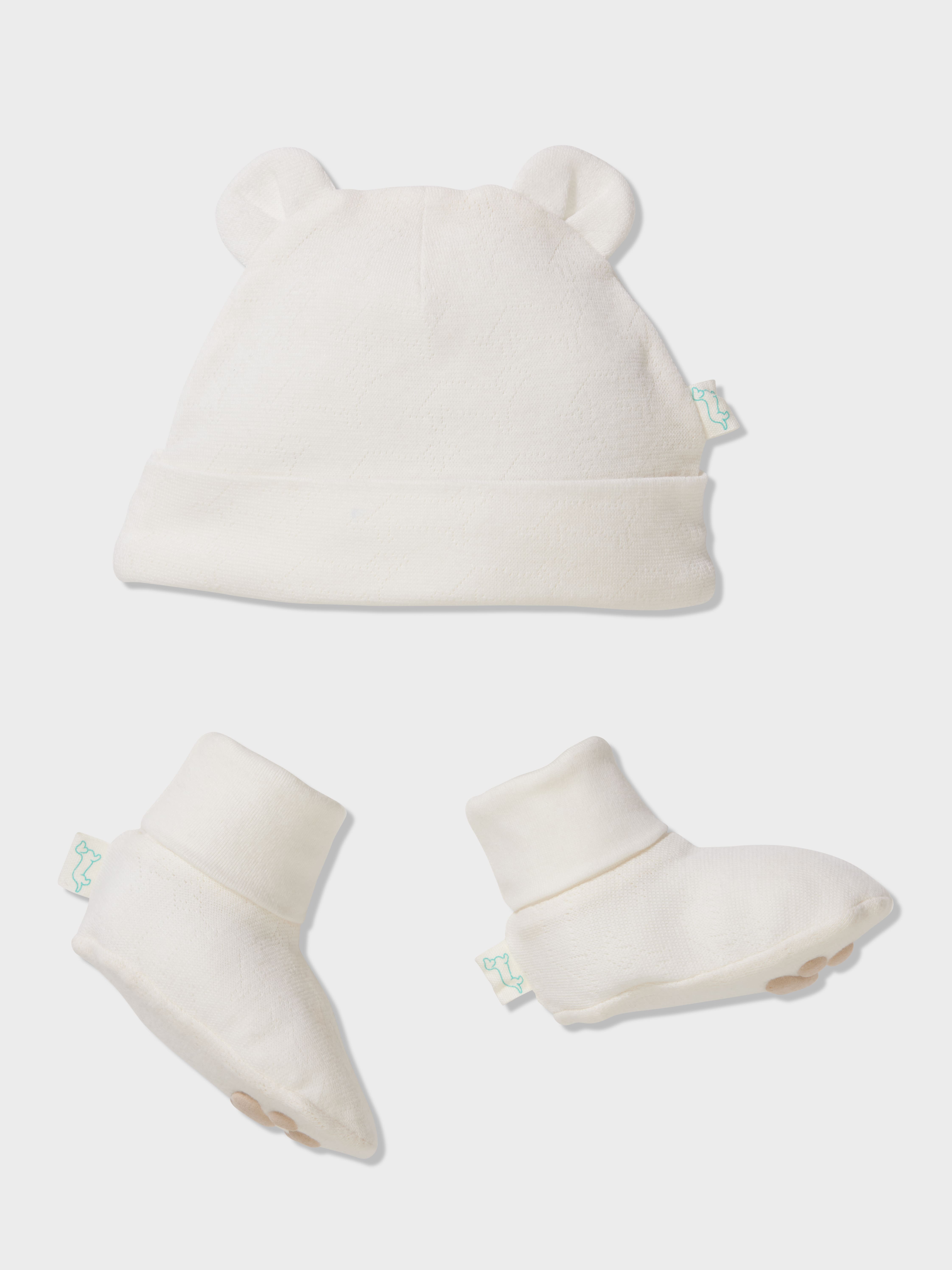 Baby Organic Penny Print Beanie & Booties Set