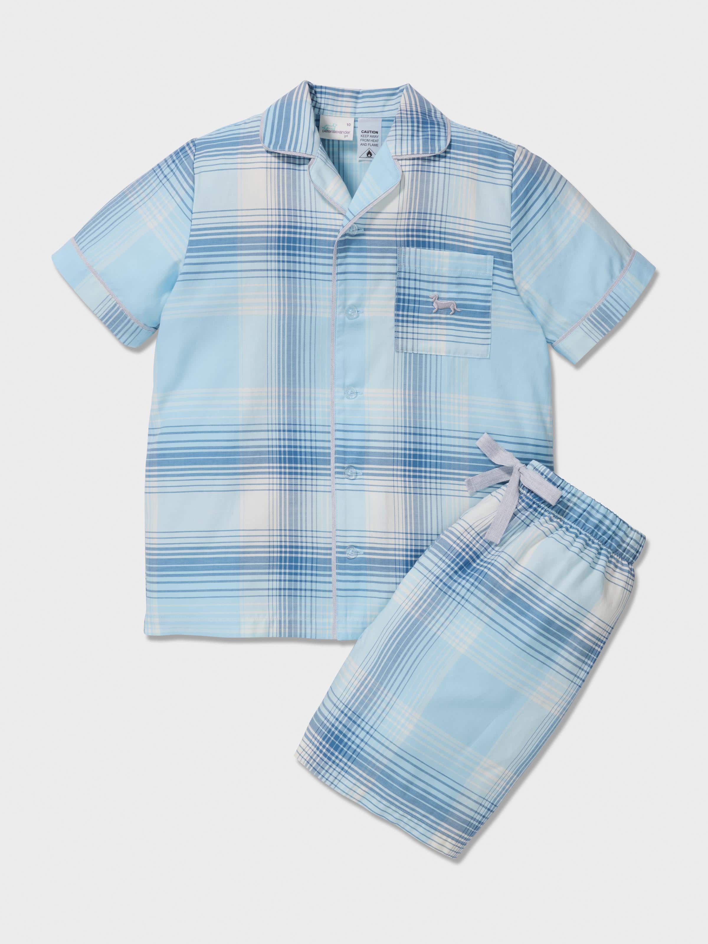 Boys Blue Check Classic Pj Set