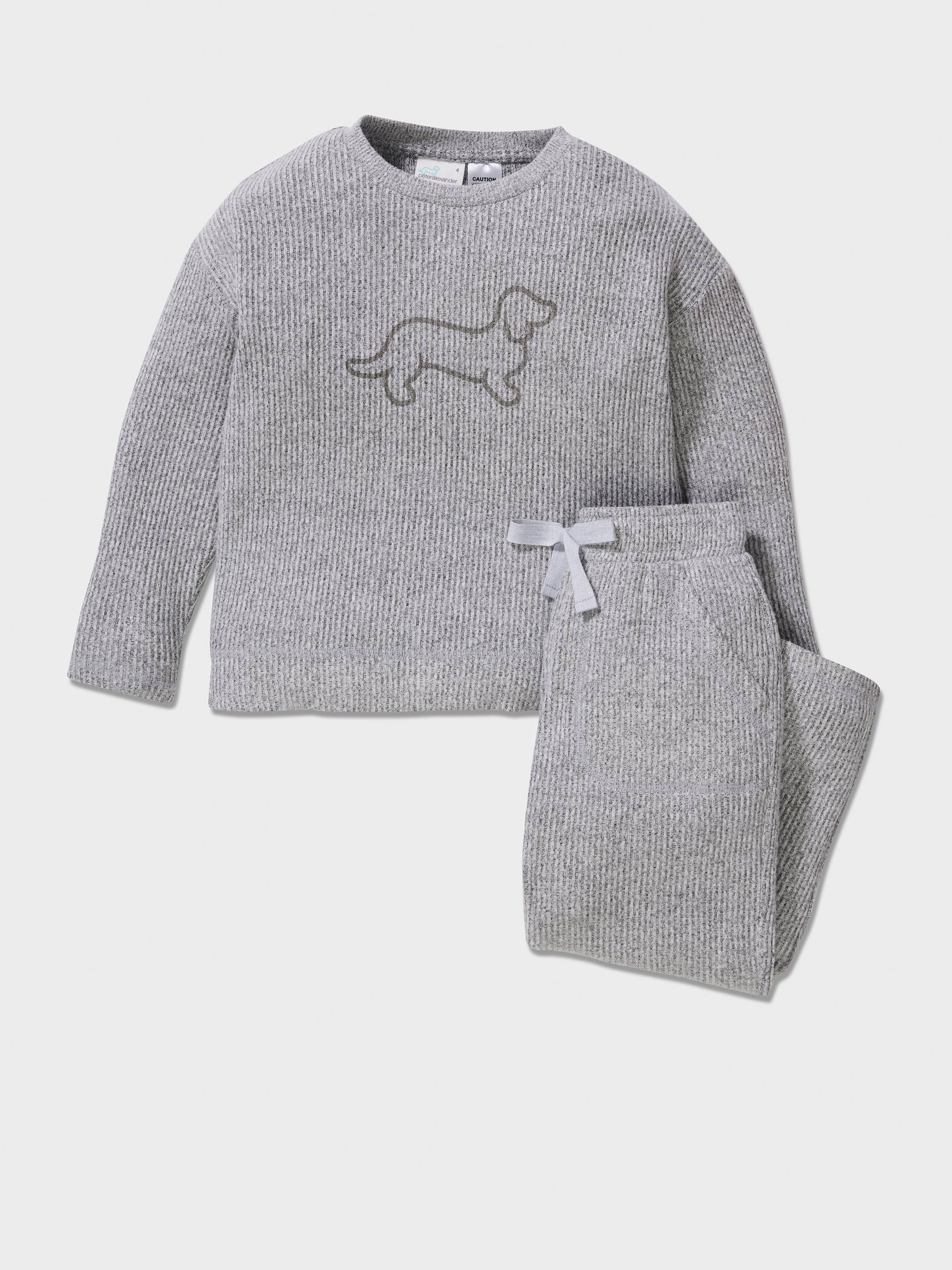 Jnr Girls Grey Rib Knit Pj Set