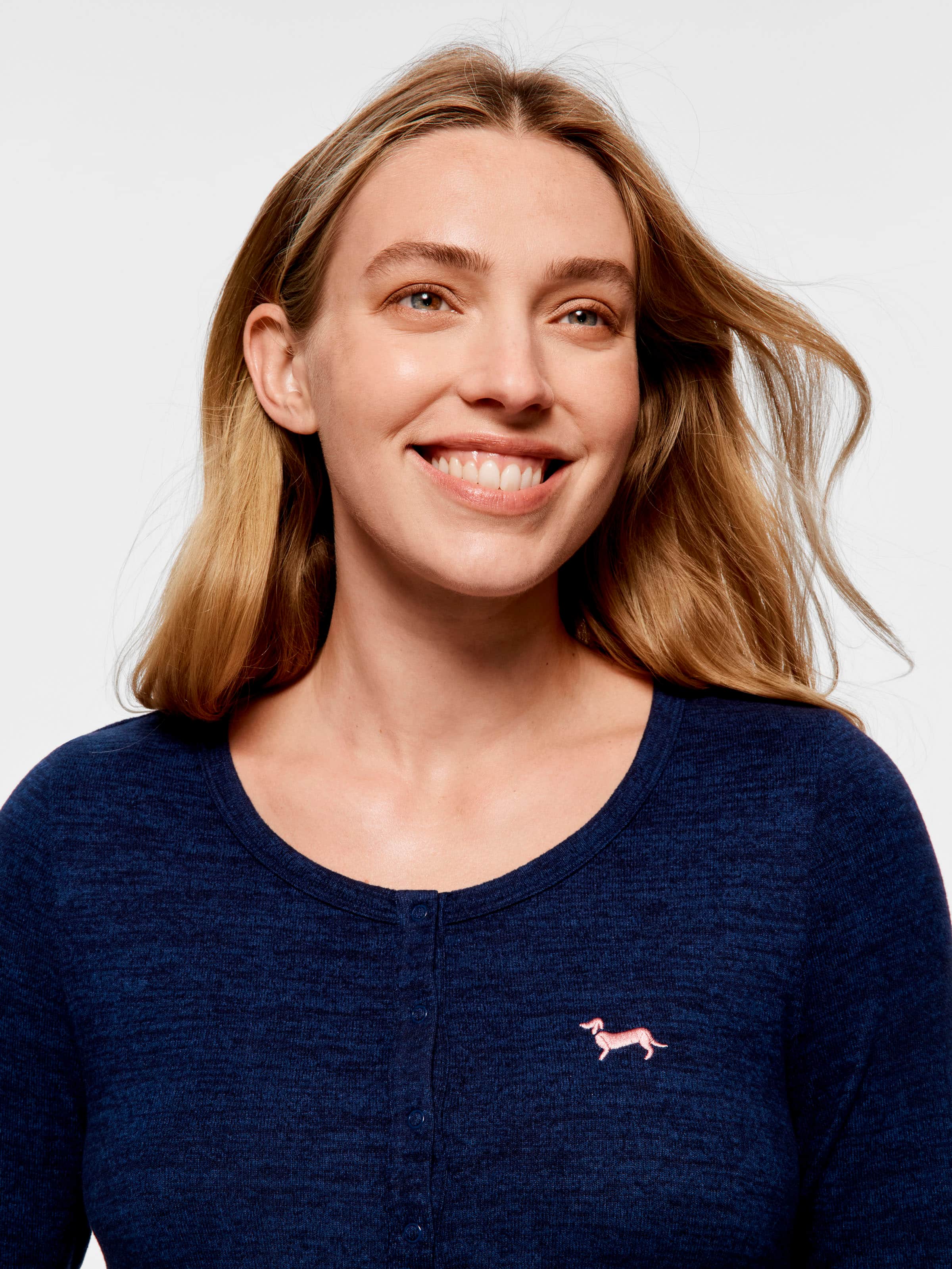 Maternity Navy Fuzzy Long Sleeve Nightshirt
