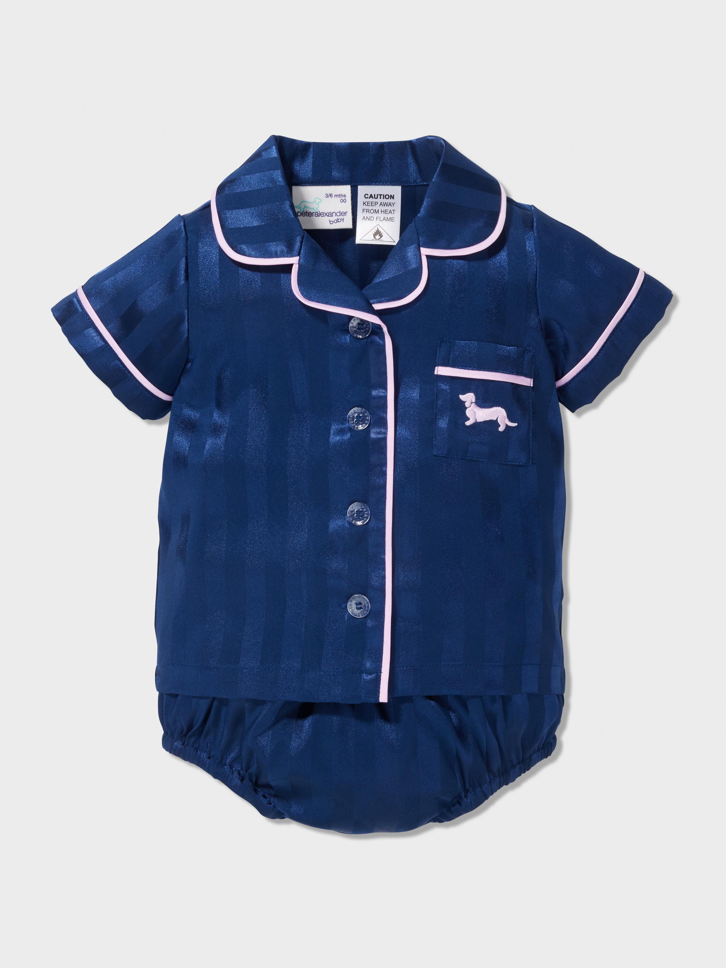 Baby Navy Satin Classic Pj Set