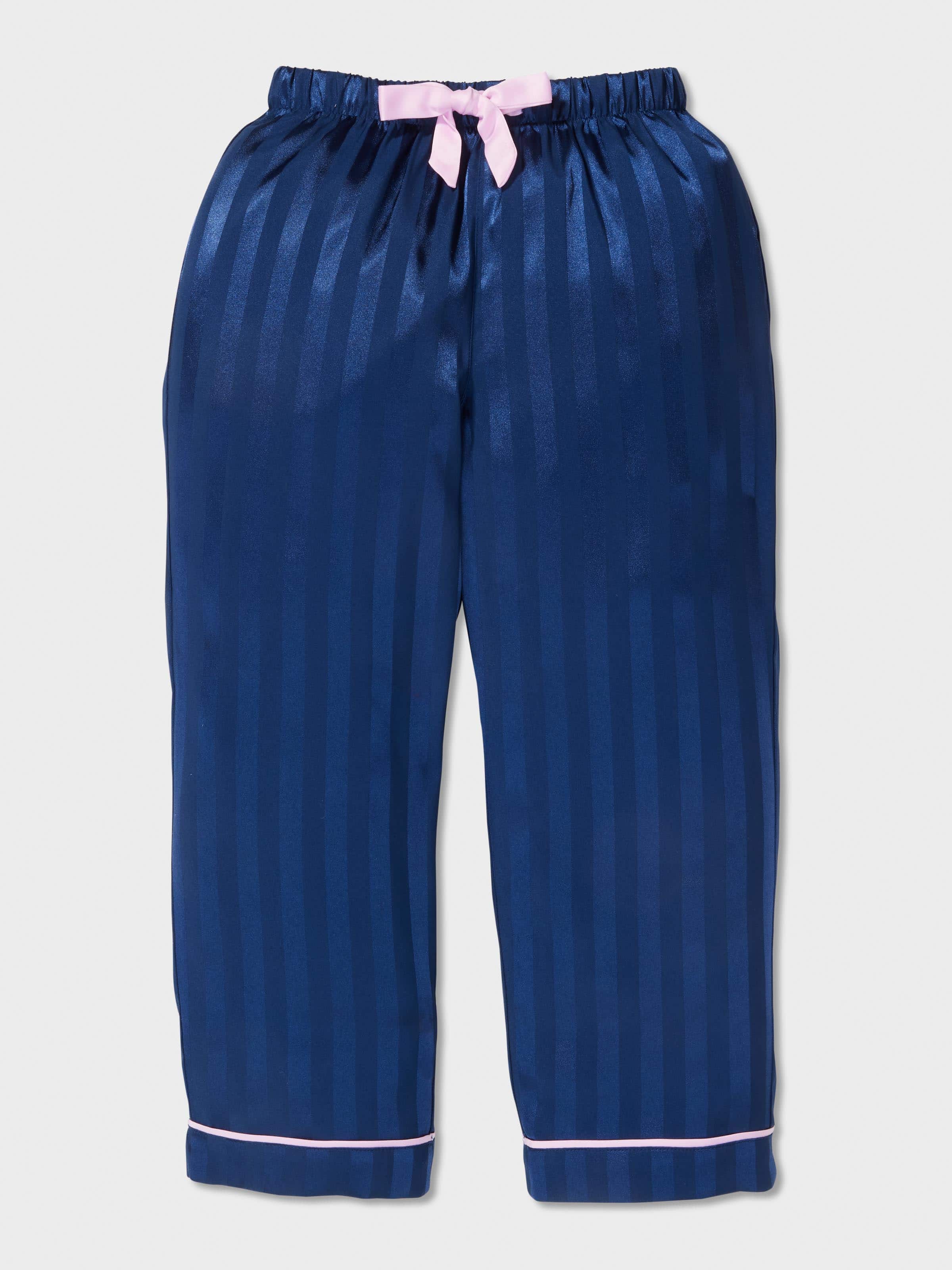 Jnr Girls Navy Classic Satin Pj Set