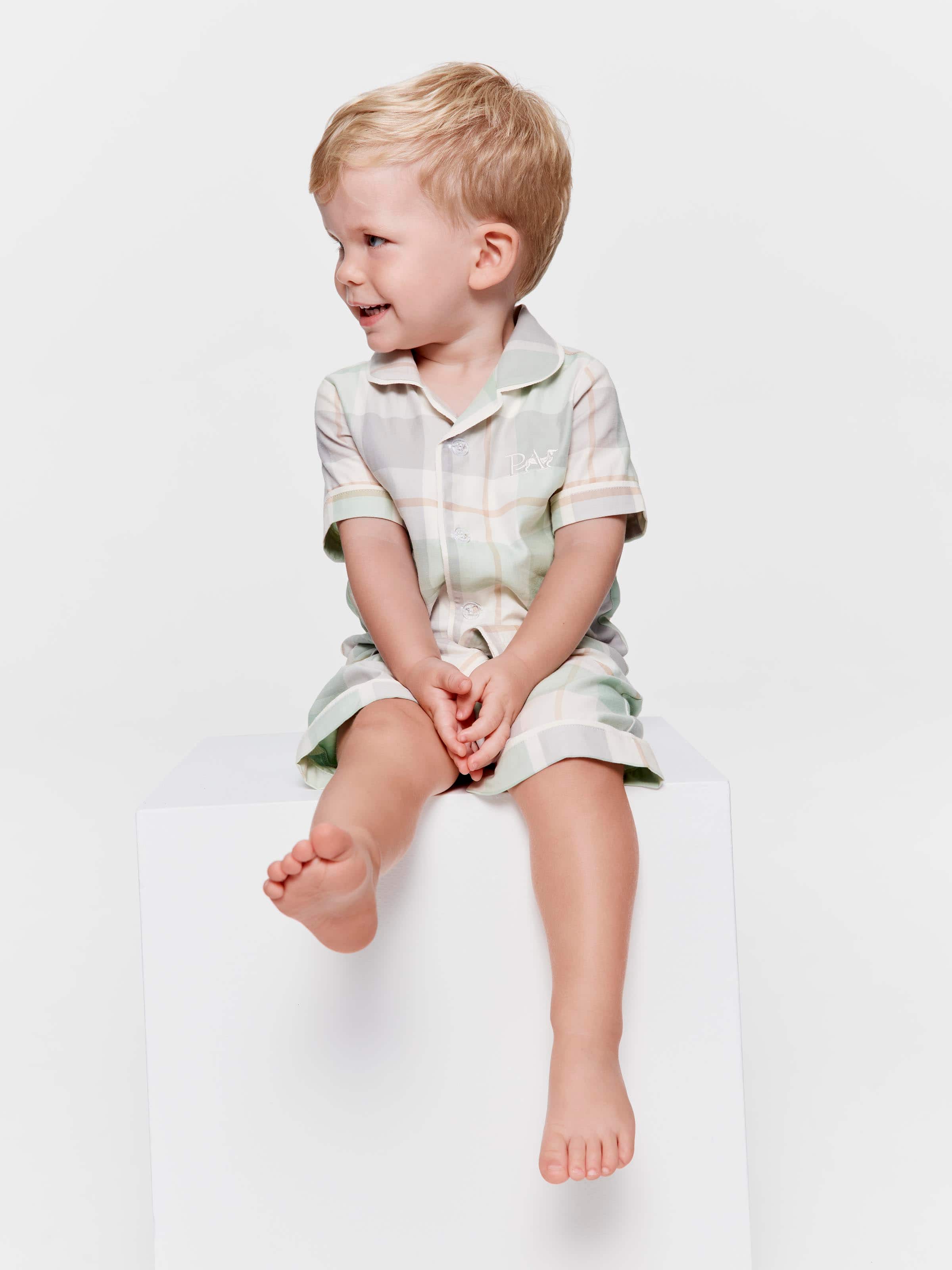 Baby Mint Check Classic Shortie Pj Set