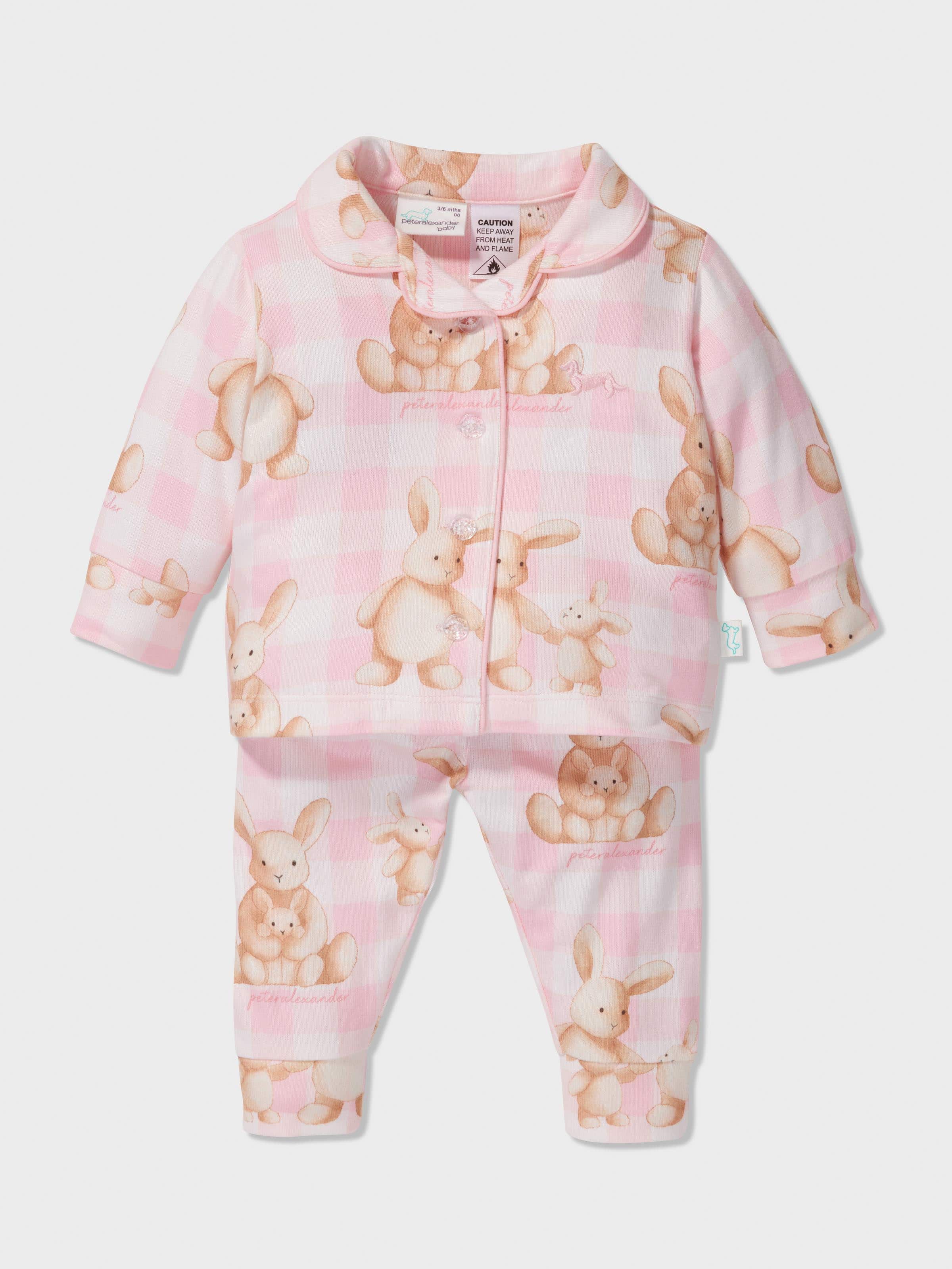 Baby Pink Check Bunny Pj Set