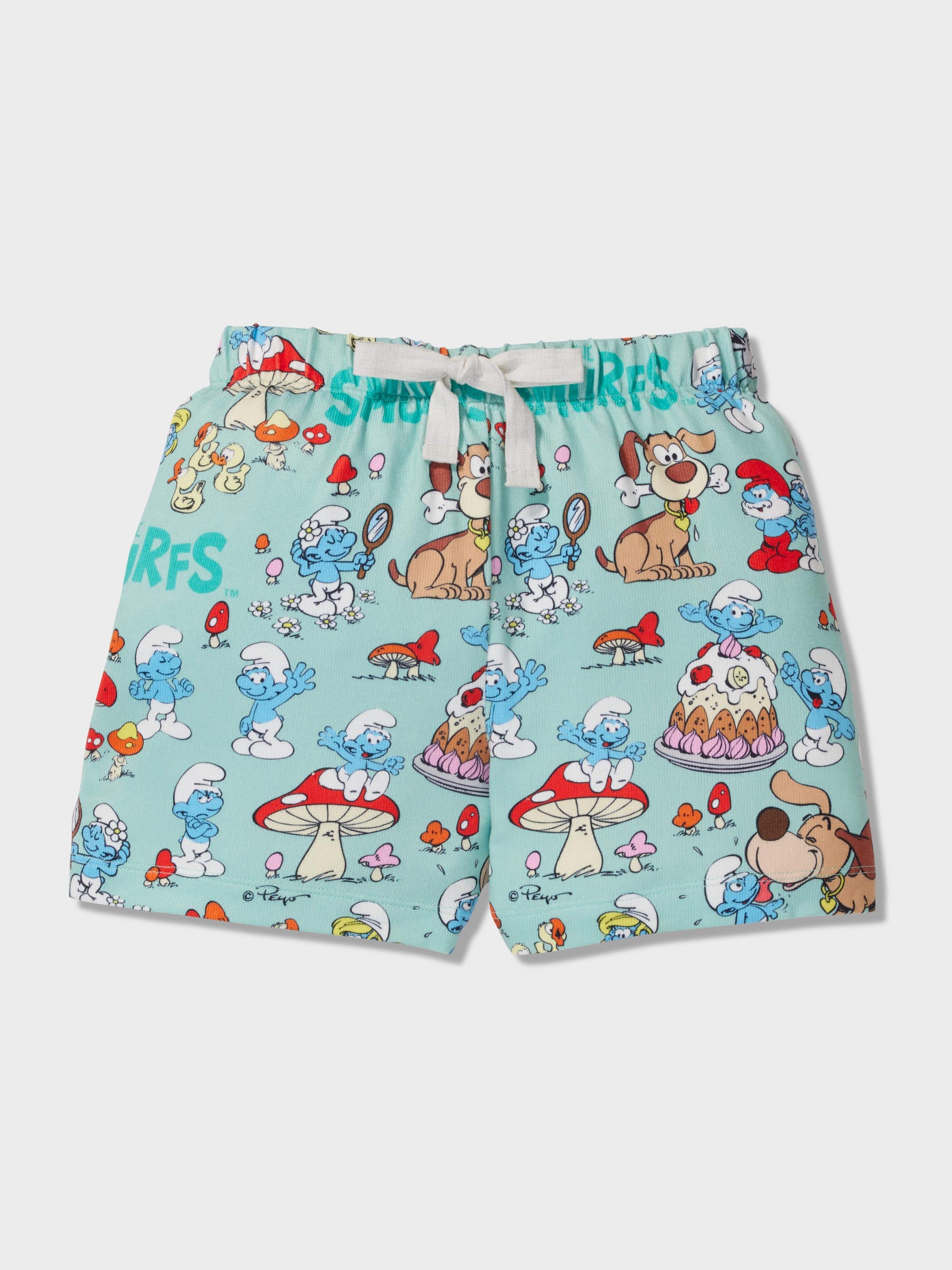 Jnr Boys Smurfs Shortie Pj Set