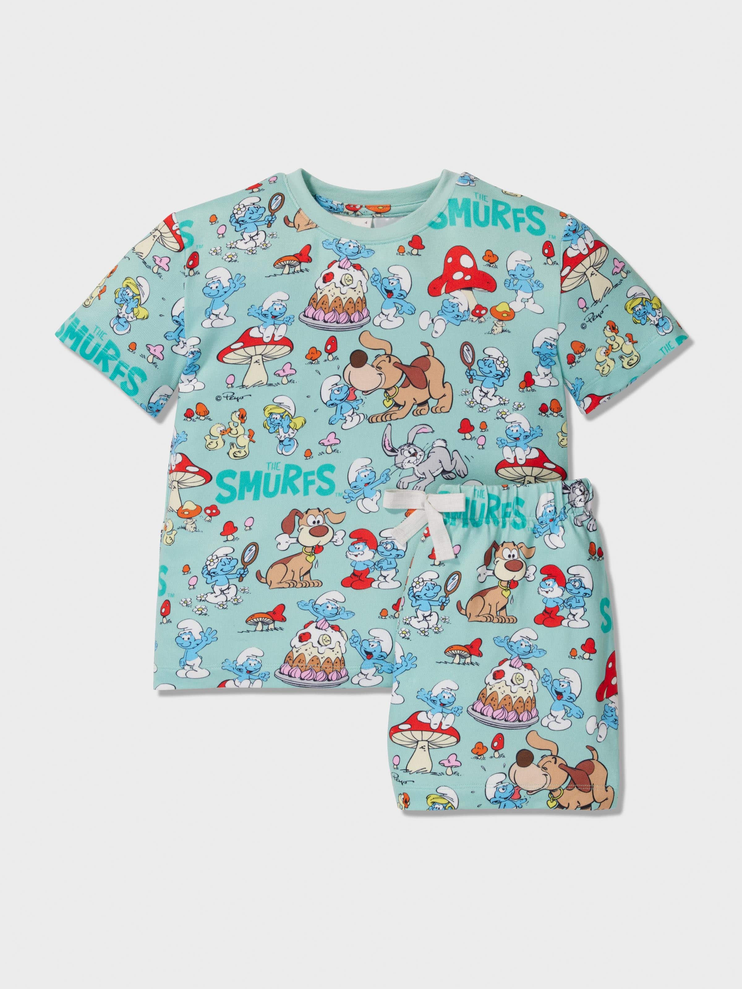 Jnr Boys Smurfs Shortie Pj Set