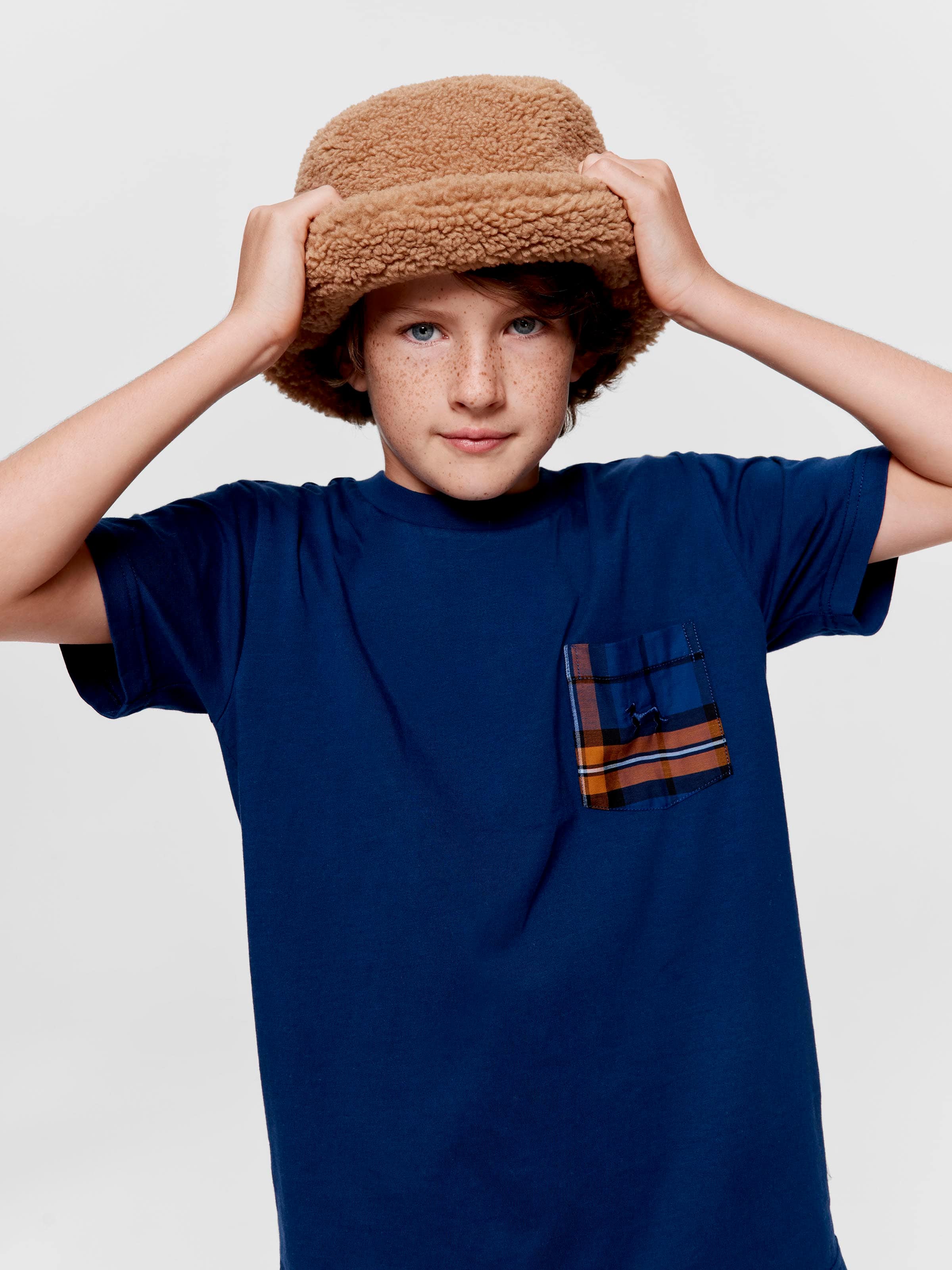 Boys Navy Check Shortie Pj Set