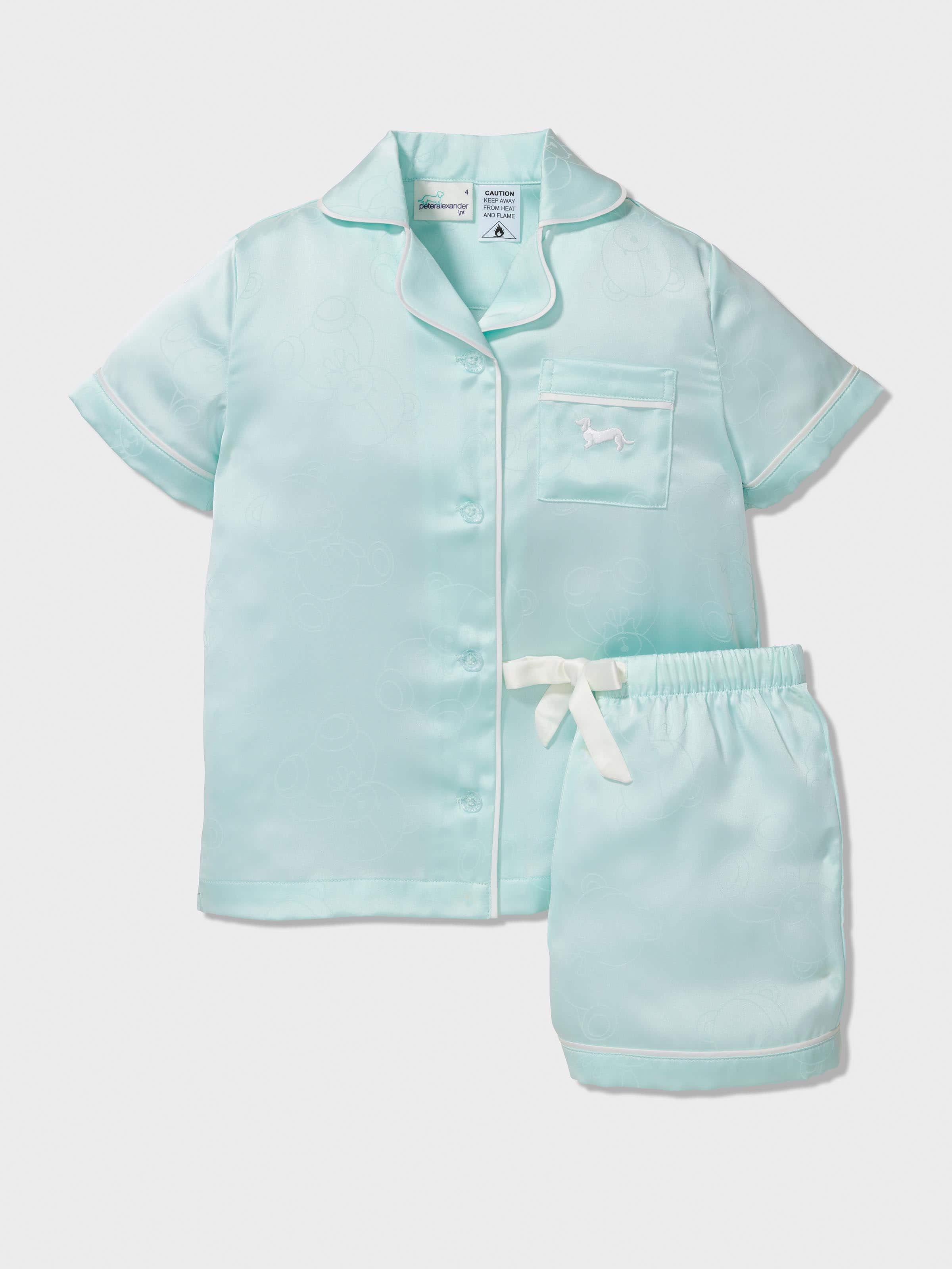 Jnr Girls Teddy Bear Satin Classic Shortie Pj Set