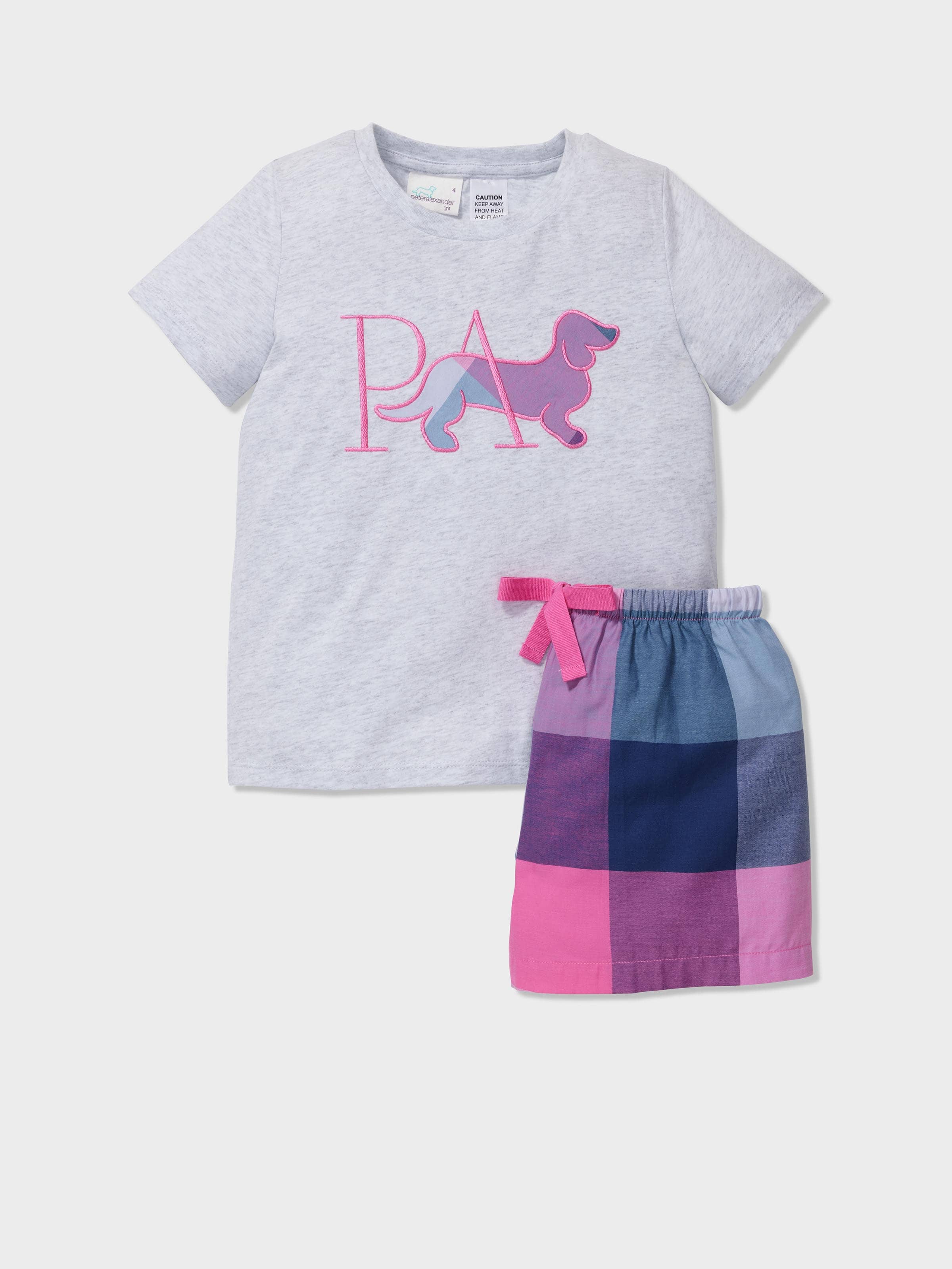 Jnr Girls Pink Buffalo Check Shortie Pj Set