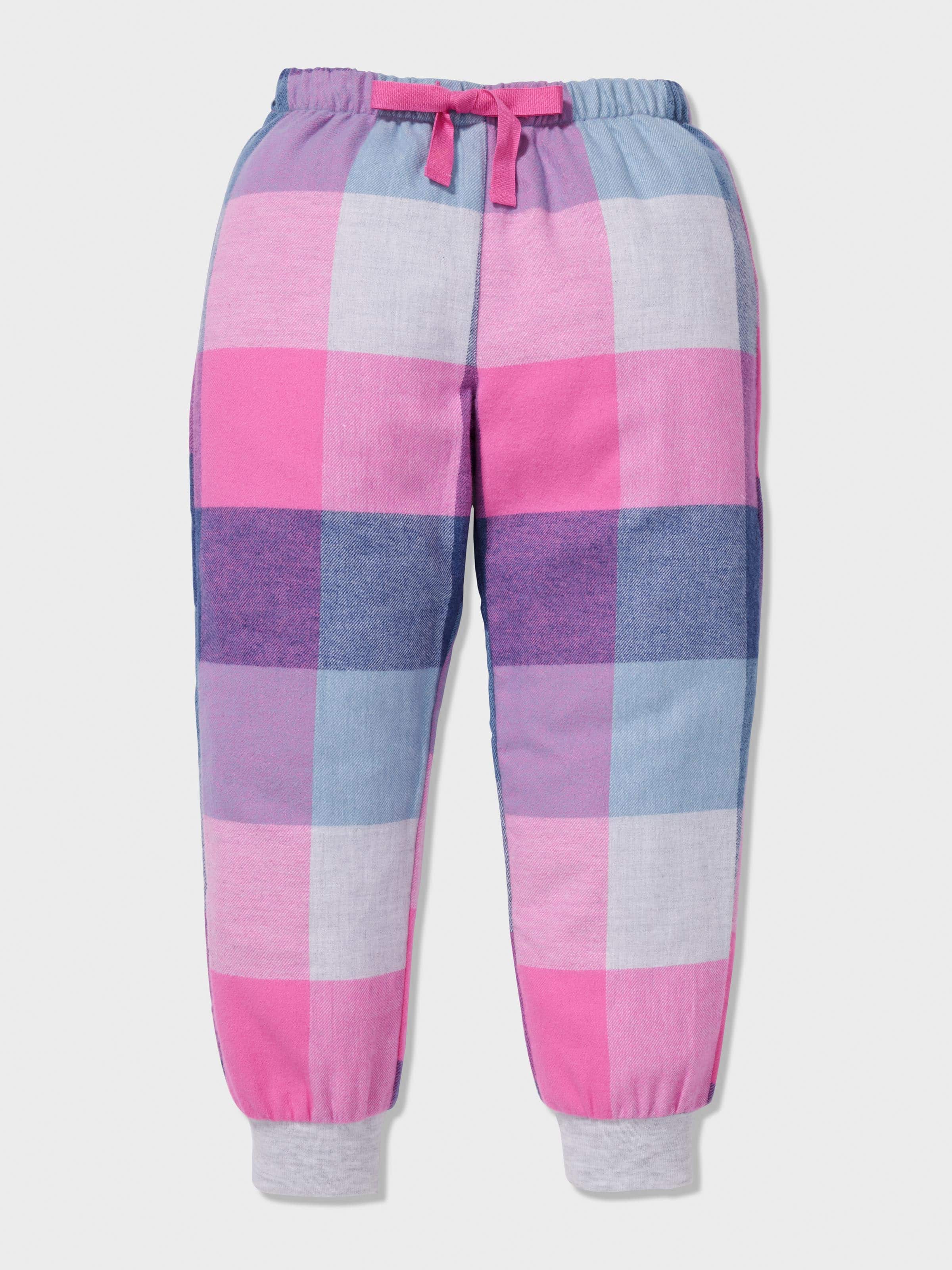 Girls Pink Buffalo Check Long Pj Set