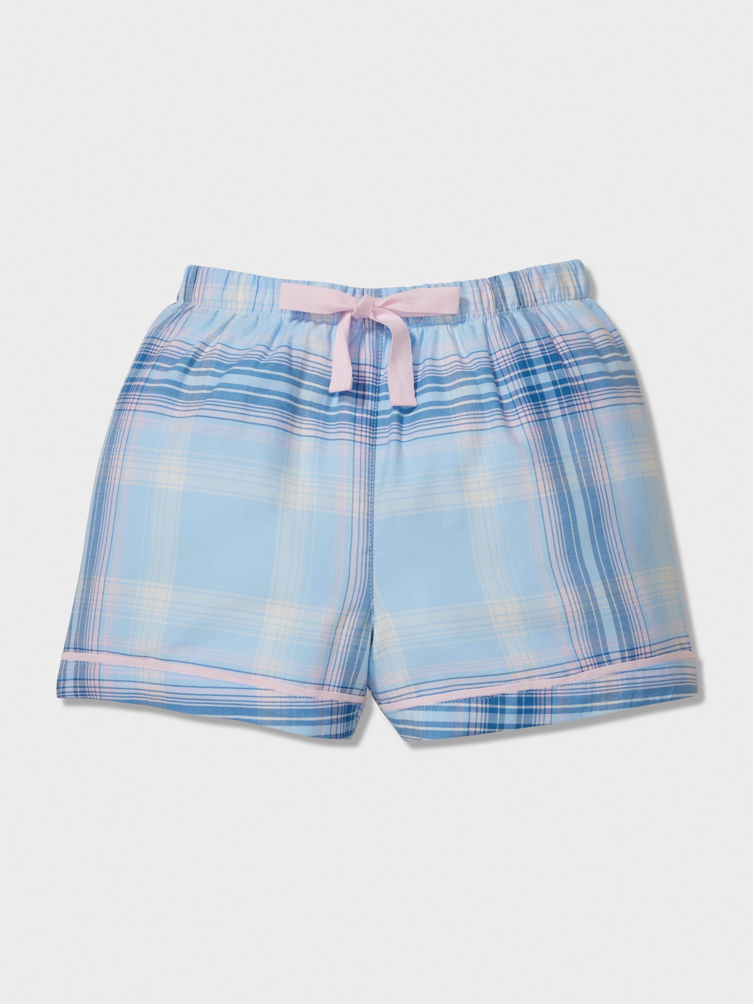 Girls Blue Check Classic Shortie Pj Set