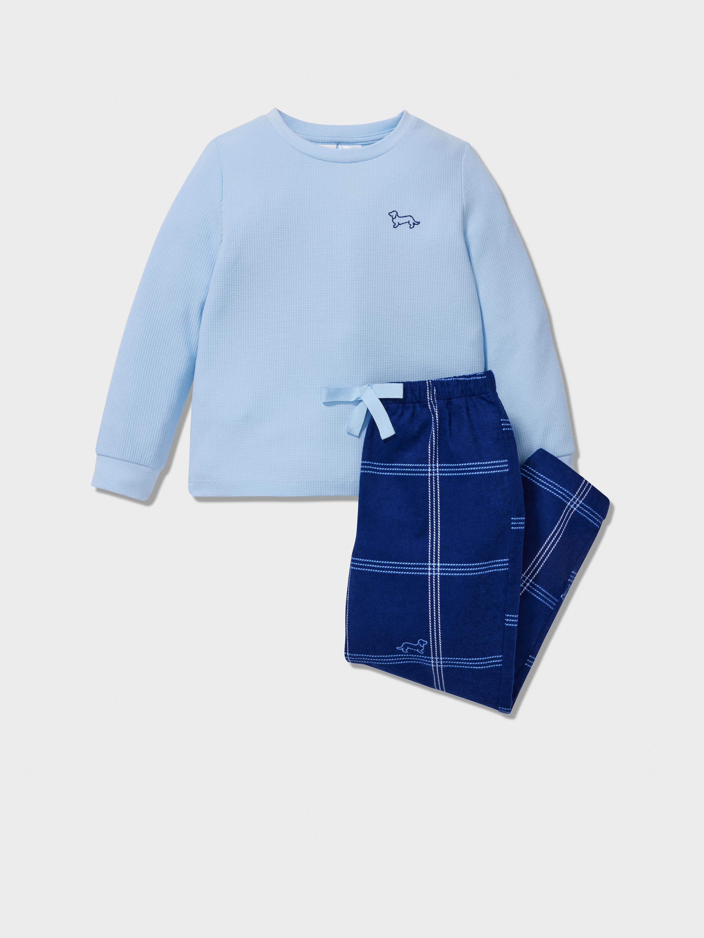 Jnr Boys Windowpane Check Long Pj Set