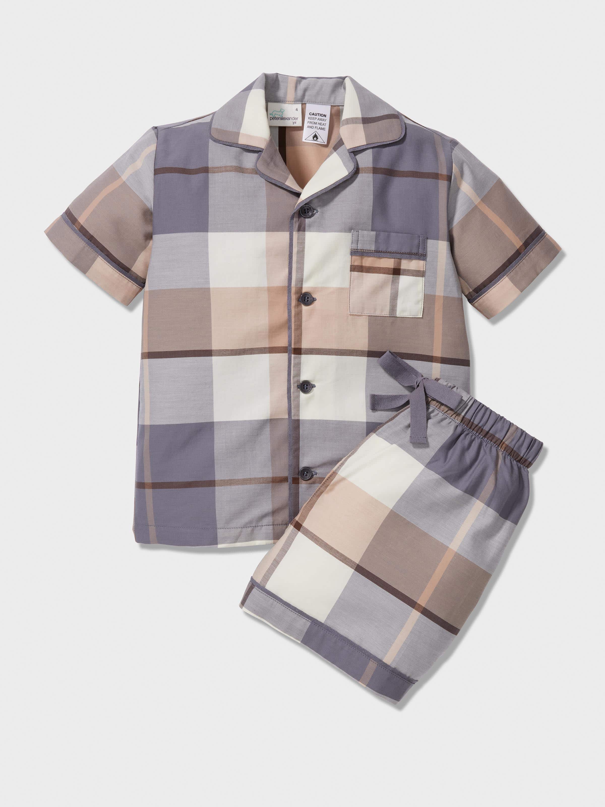 Boys Charcoal Check Classic Short Pj Set