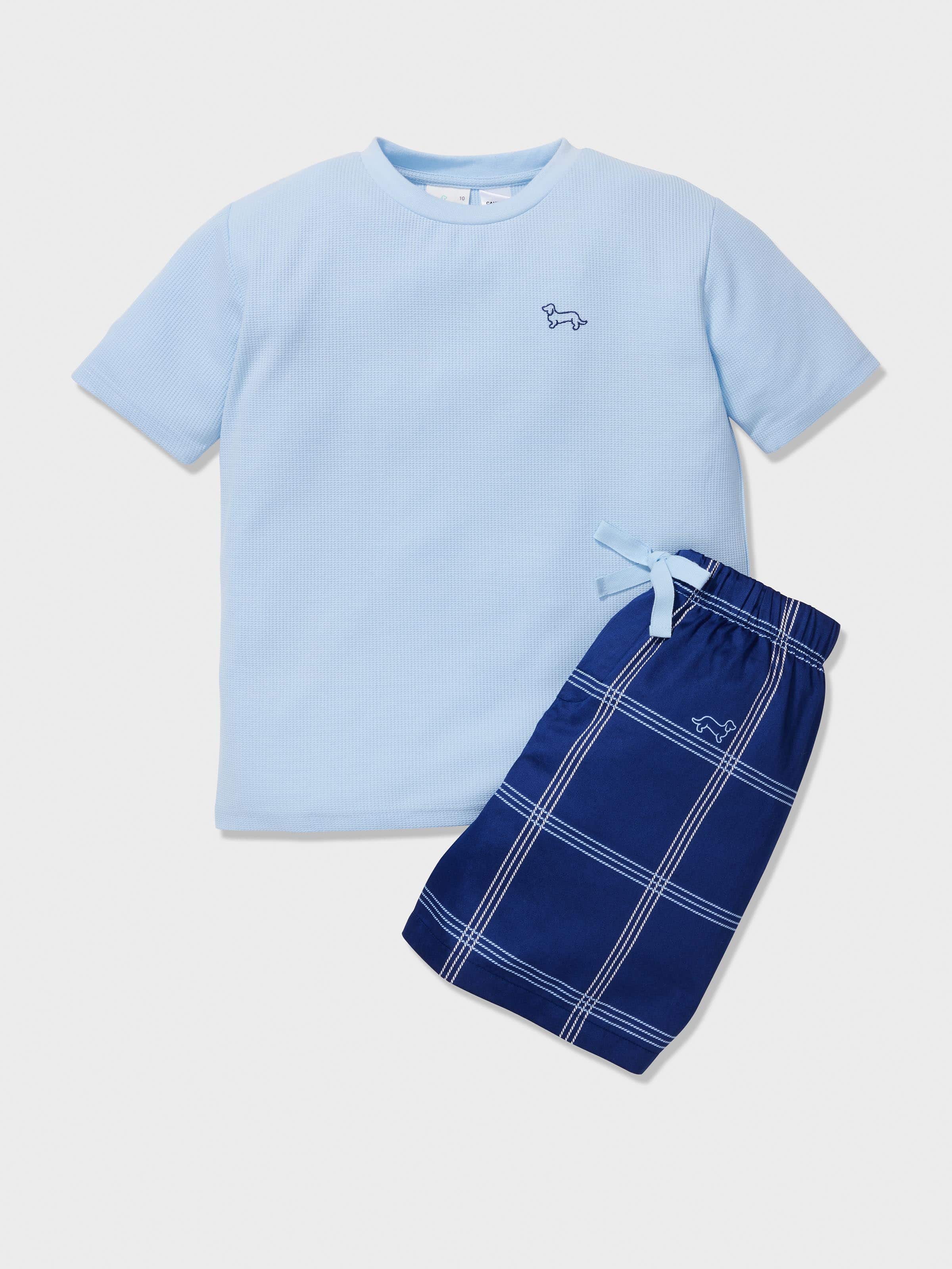 Boys Windowpane Check Short Pj Set