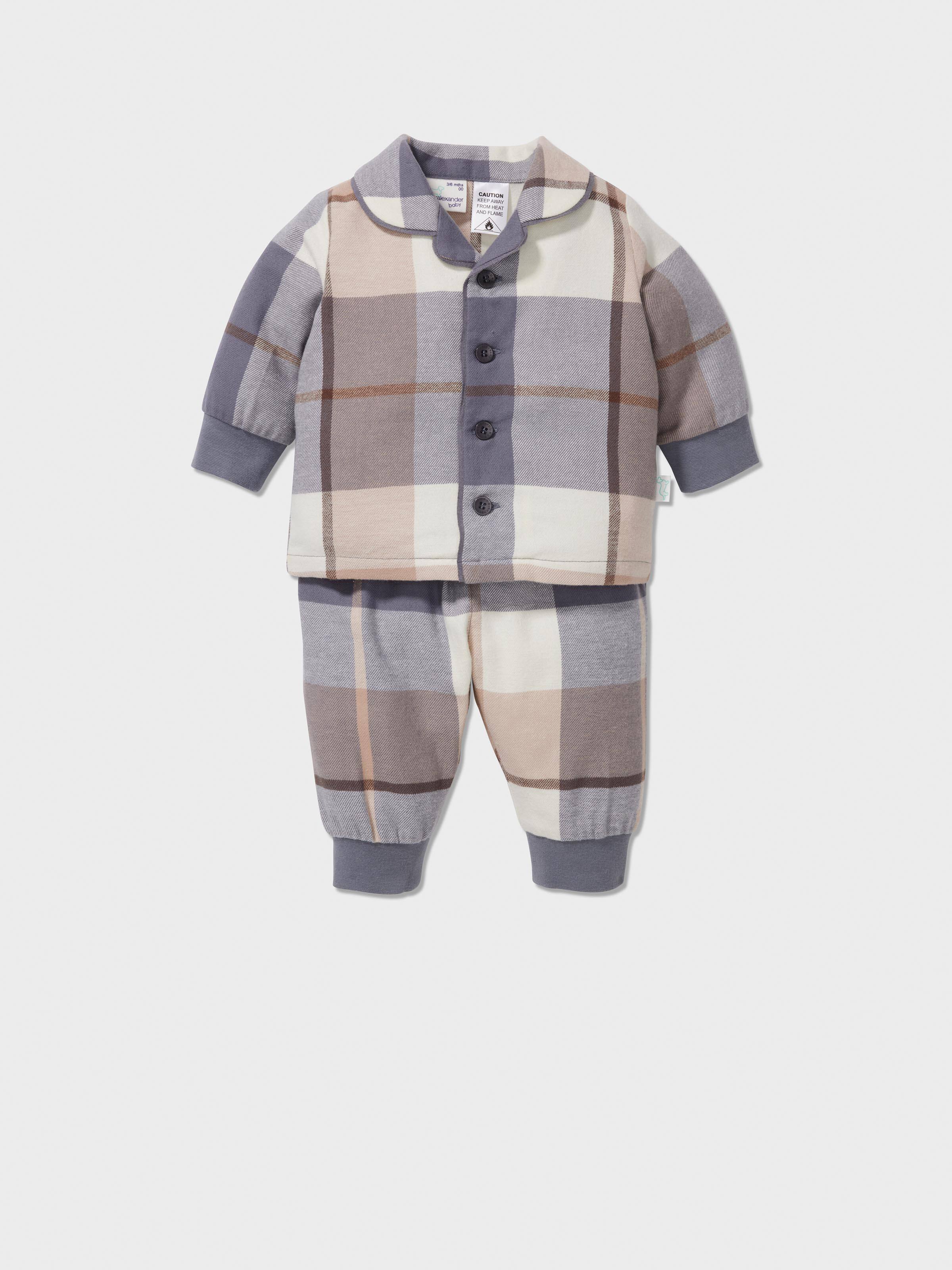 Baby Charcoal Check Long Classic Pj Set