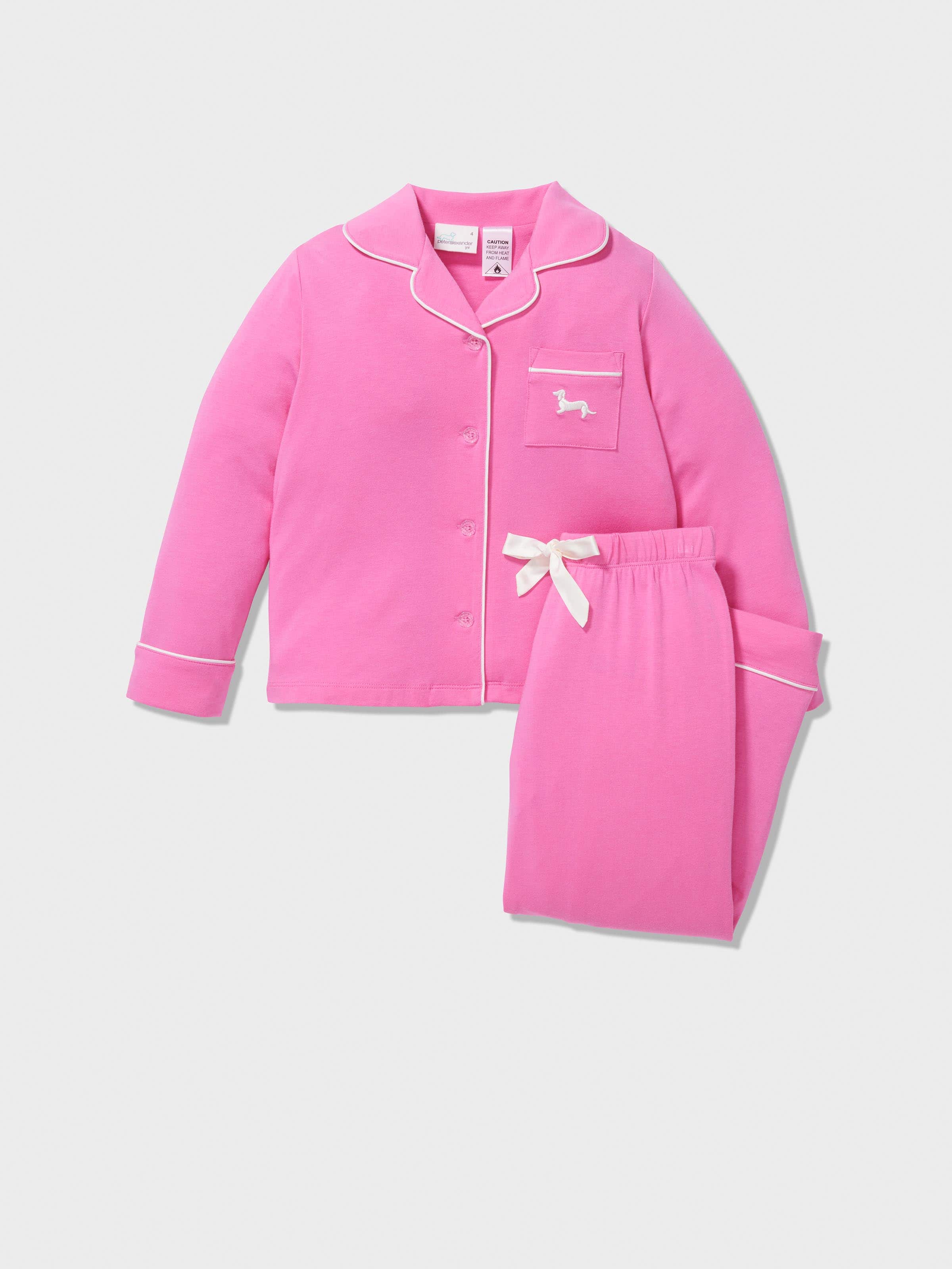 Jnr Girls Hot Pink Long Classic Pj Set