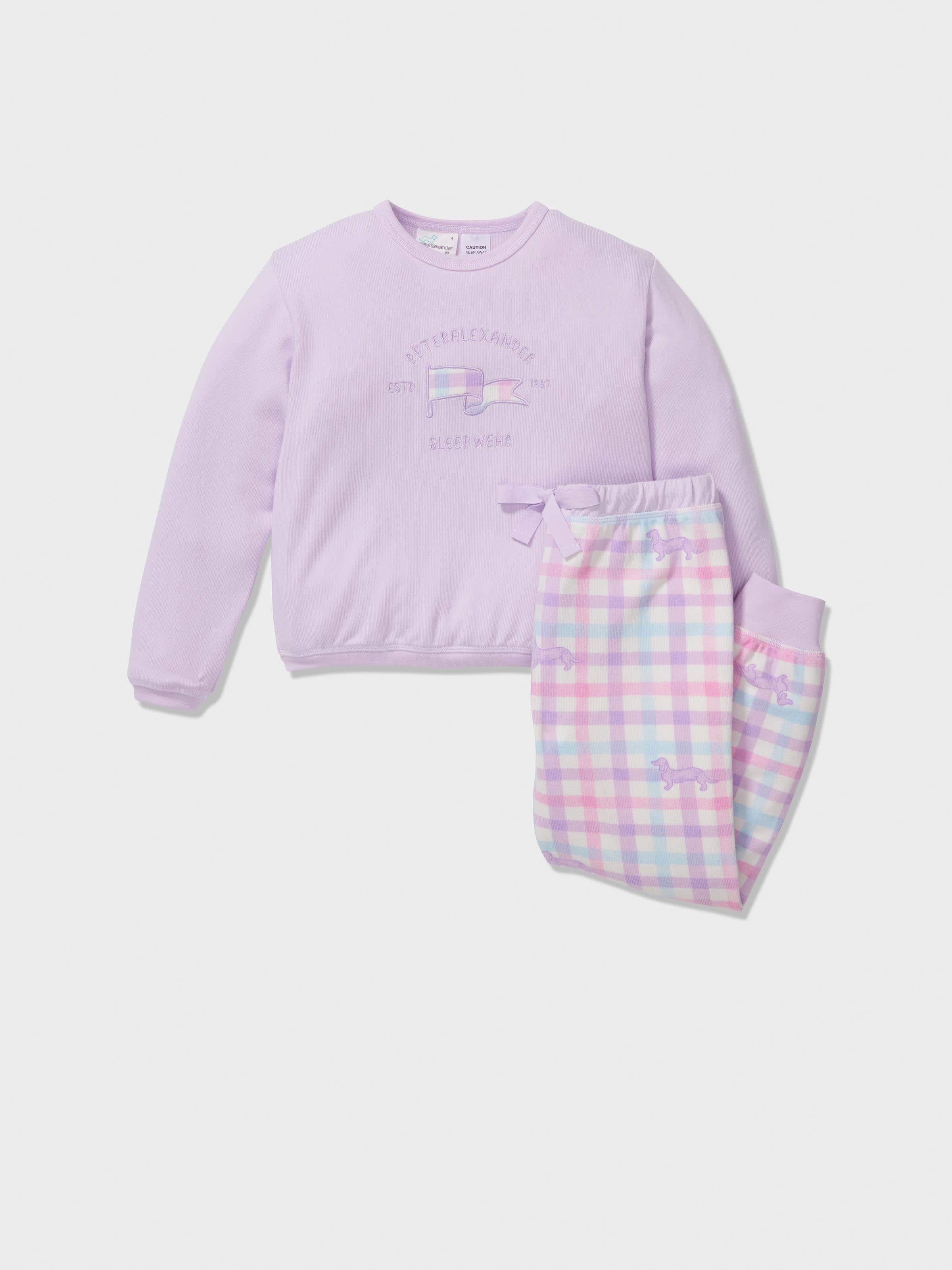 Jnr Girls Pastel Check Long Pj Set
