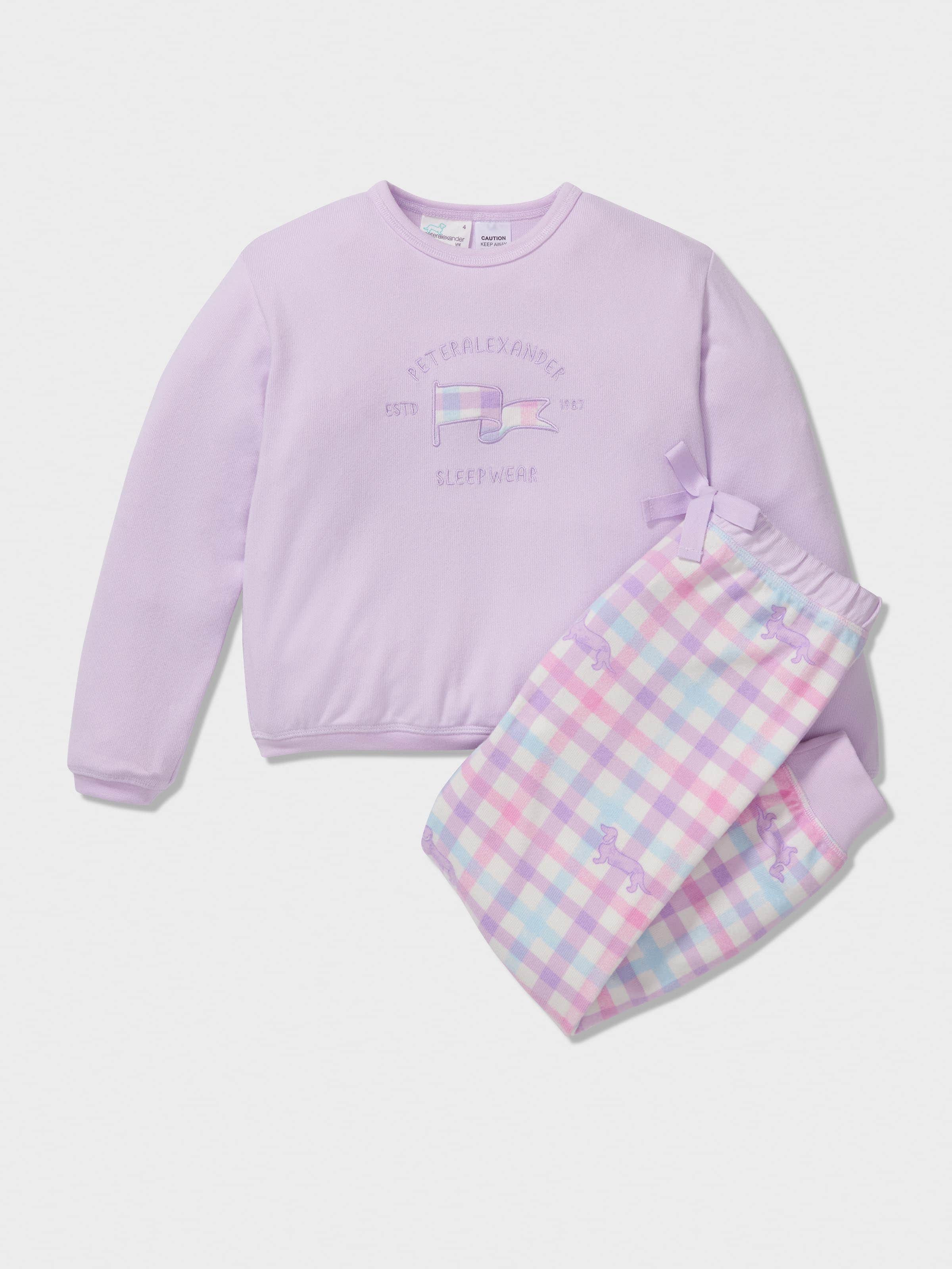 Girls Pastel Check P.A. Long Pj Set