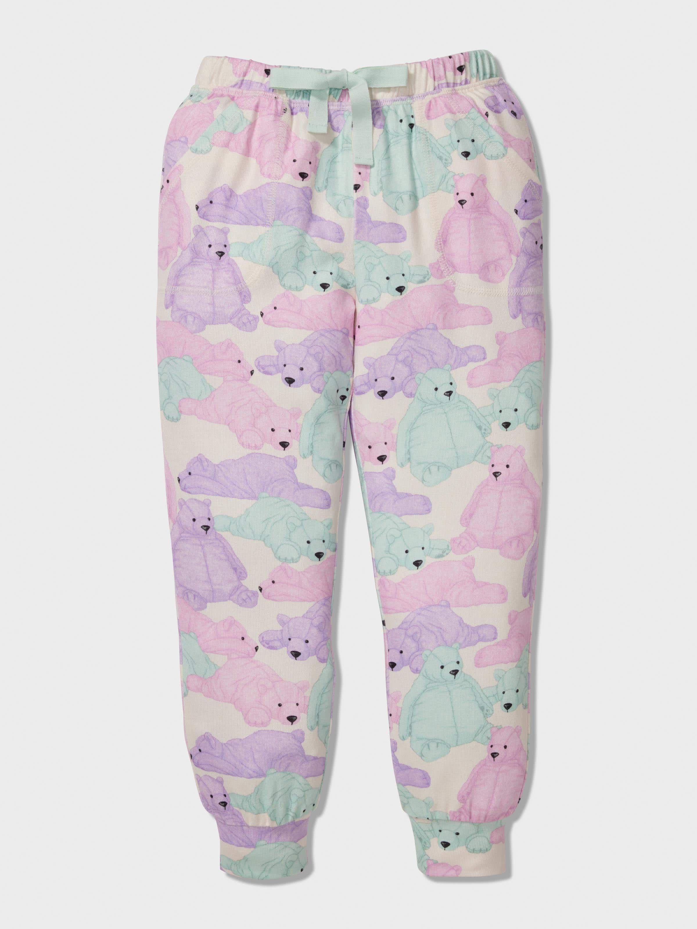 Girls Pastel Teddy Bear Long Pj Set