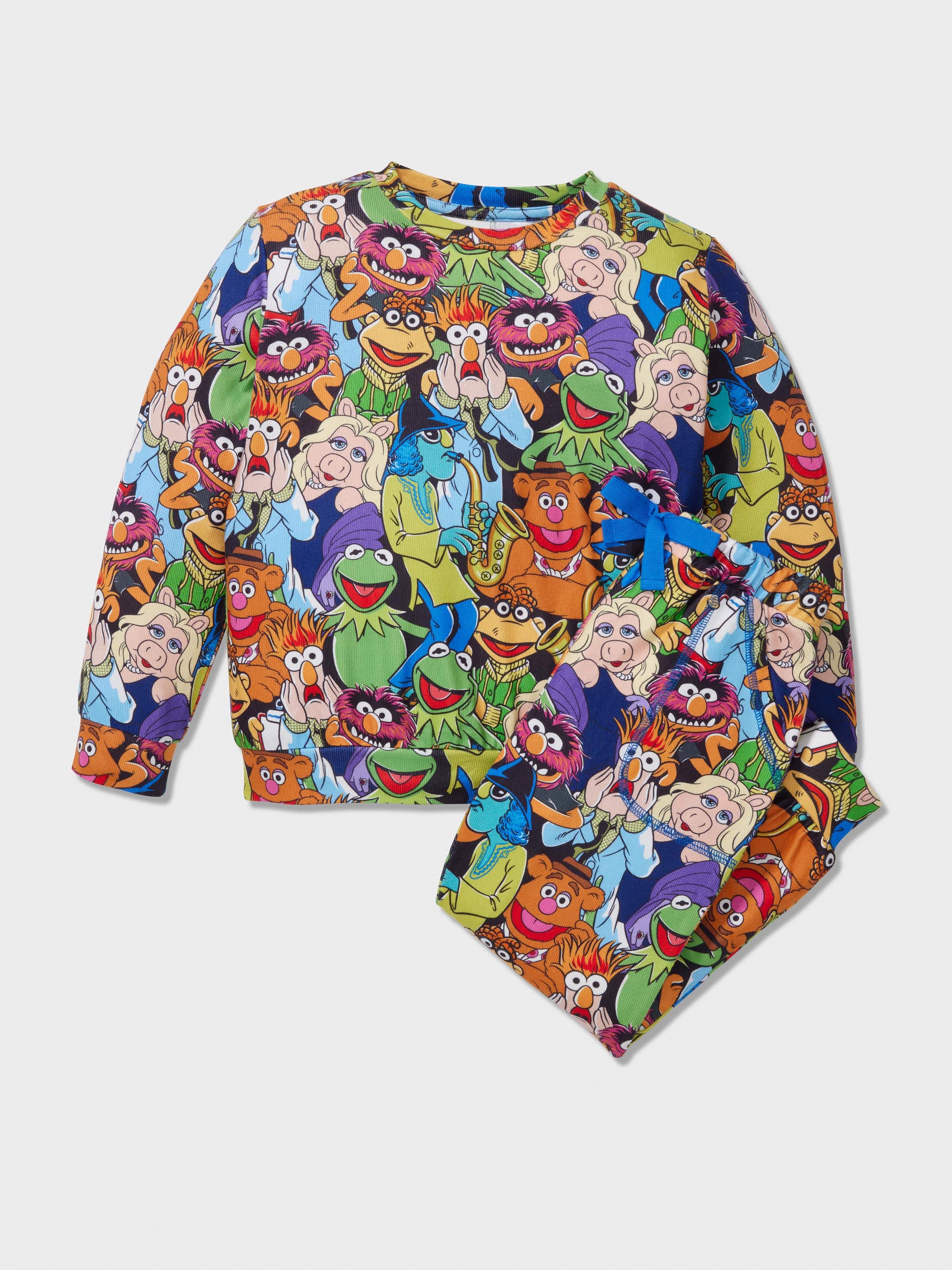 Kids Muppet Print Long Plush Pj Set