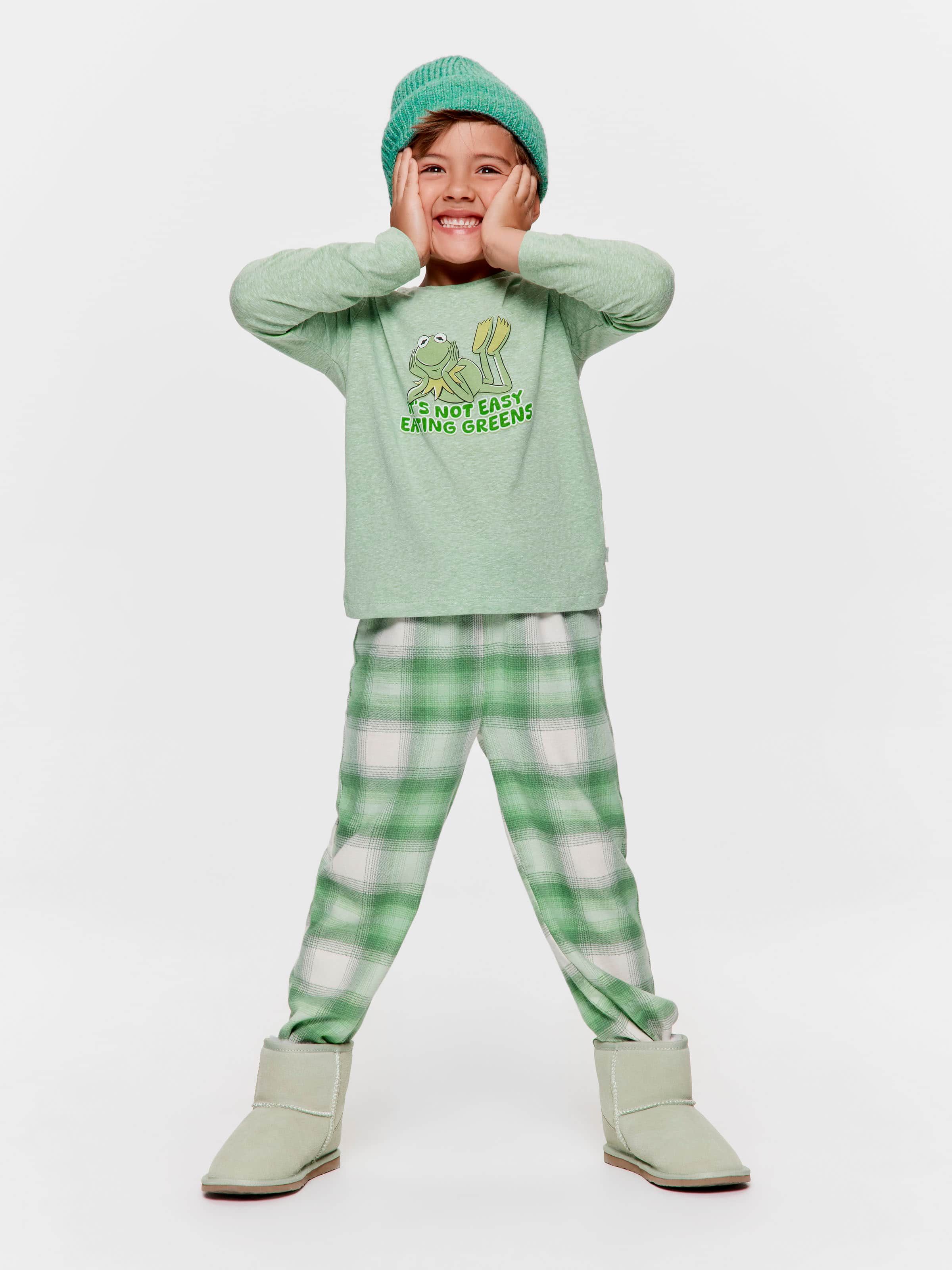 Jnr Boys Kermit Greens Long Pj Set