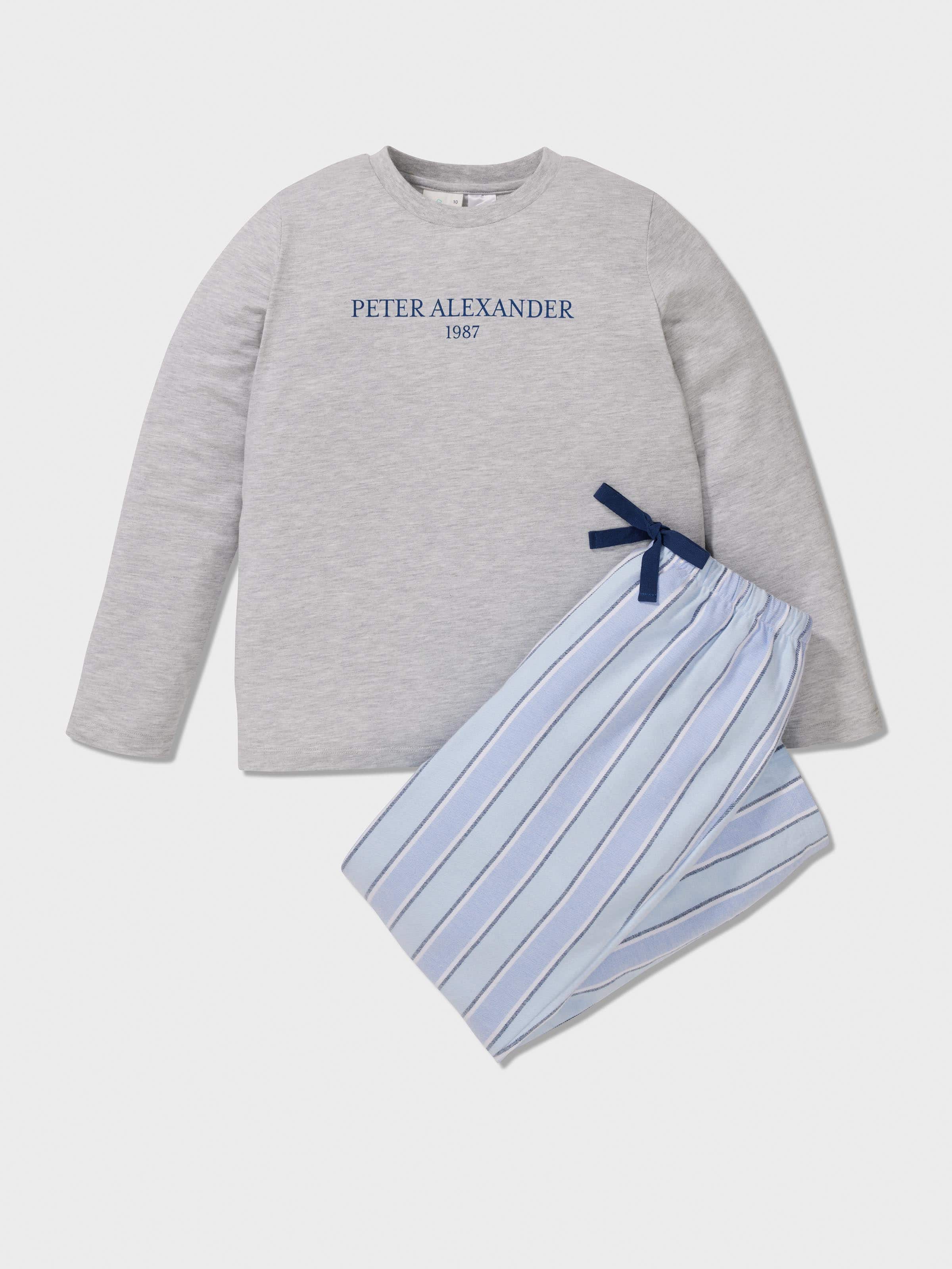 Boys Blue Stripe Long Pj Set