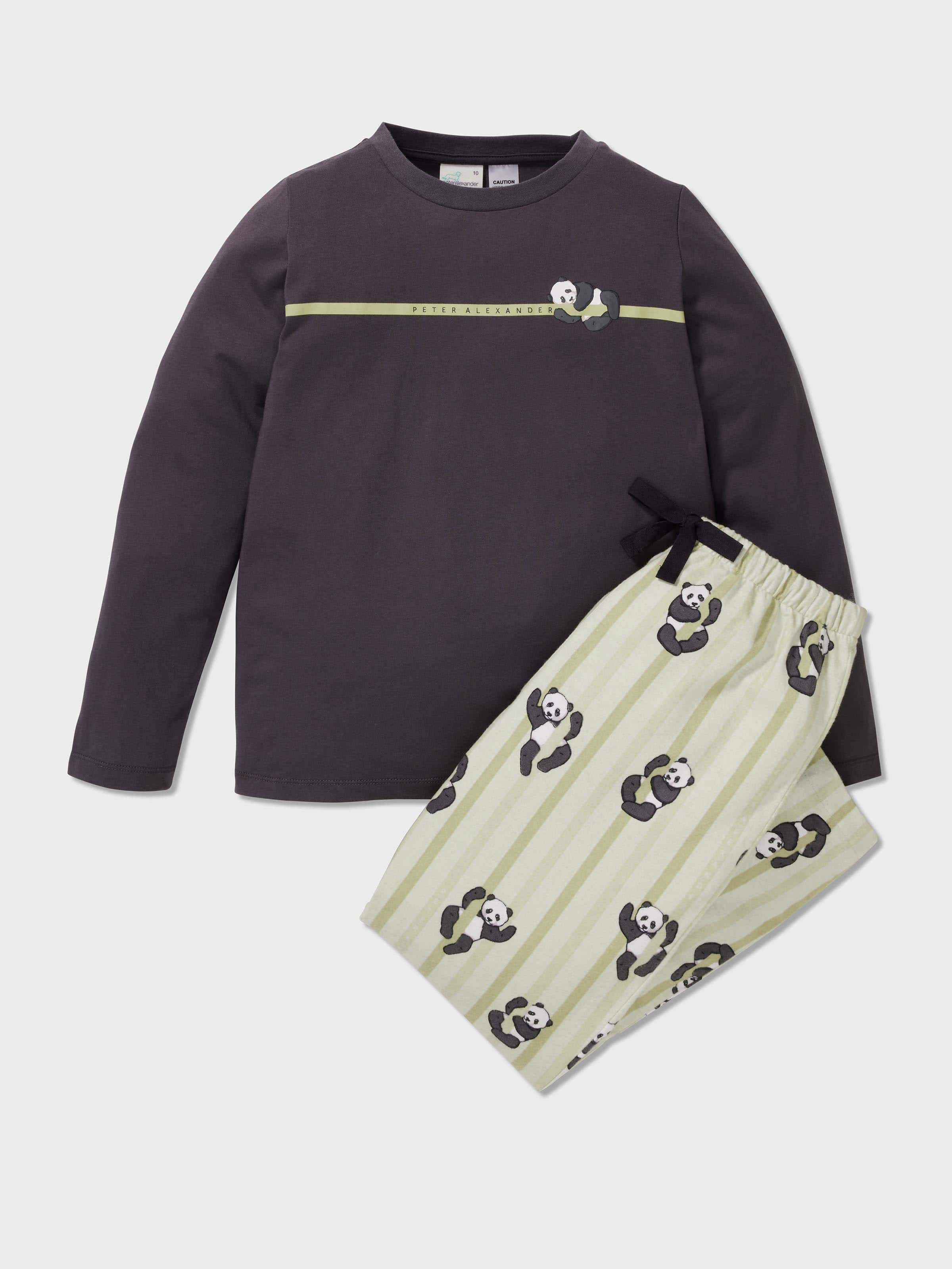 Boys Green Panda Long Pj Set