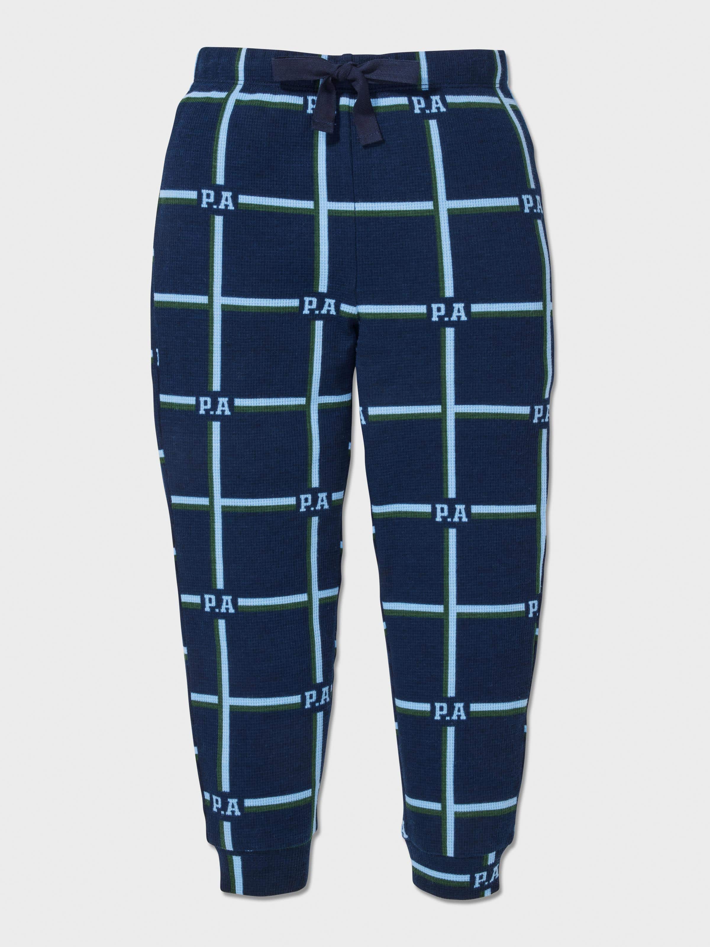 Boys Navy Check Long Pj Set