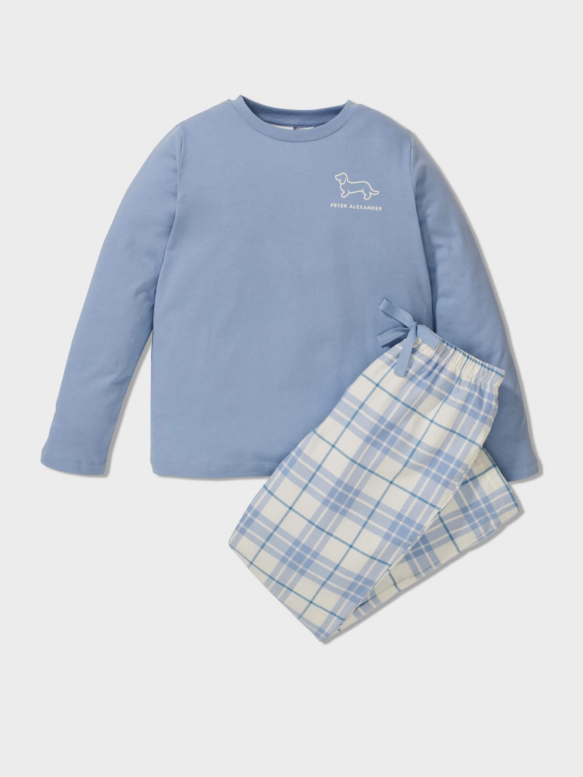 Boys Blue Check Long Pj Set