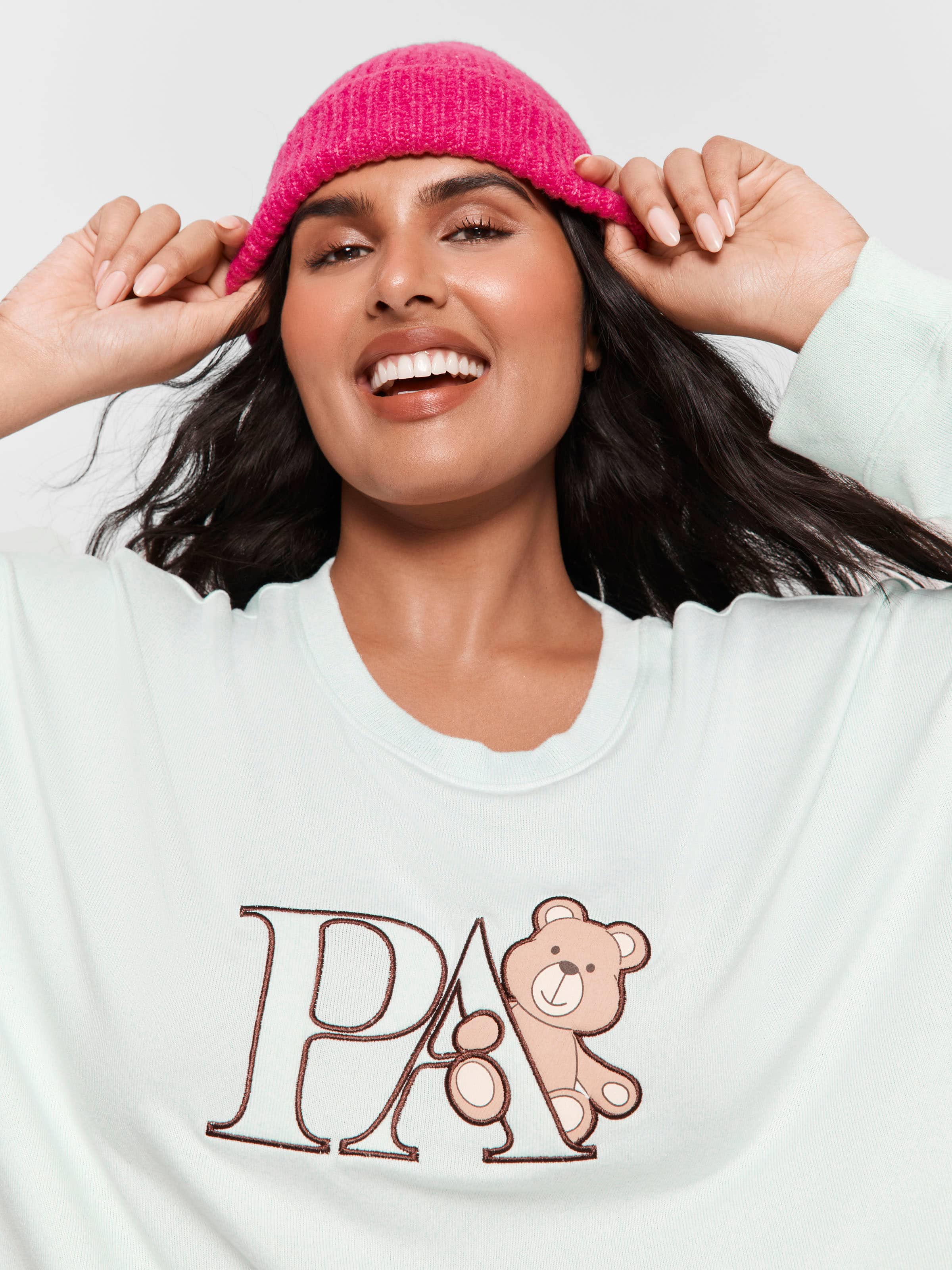 P.A. Plus Mint Plush Logo Teddy Sweater
