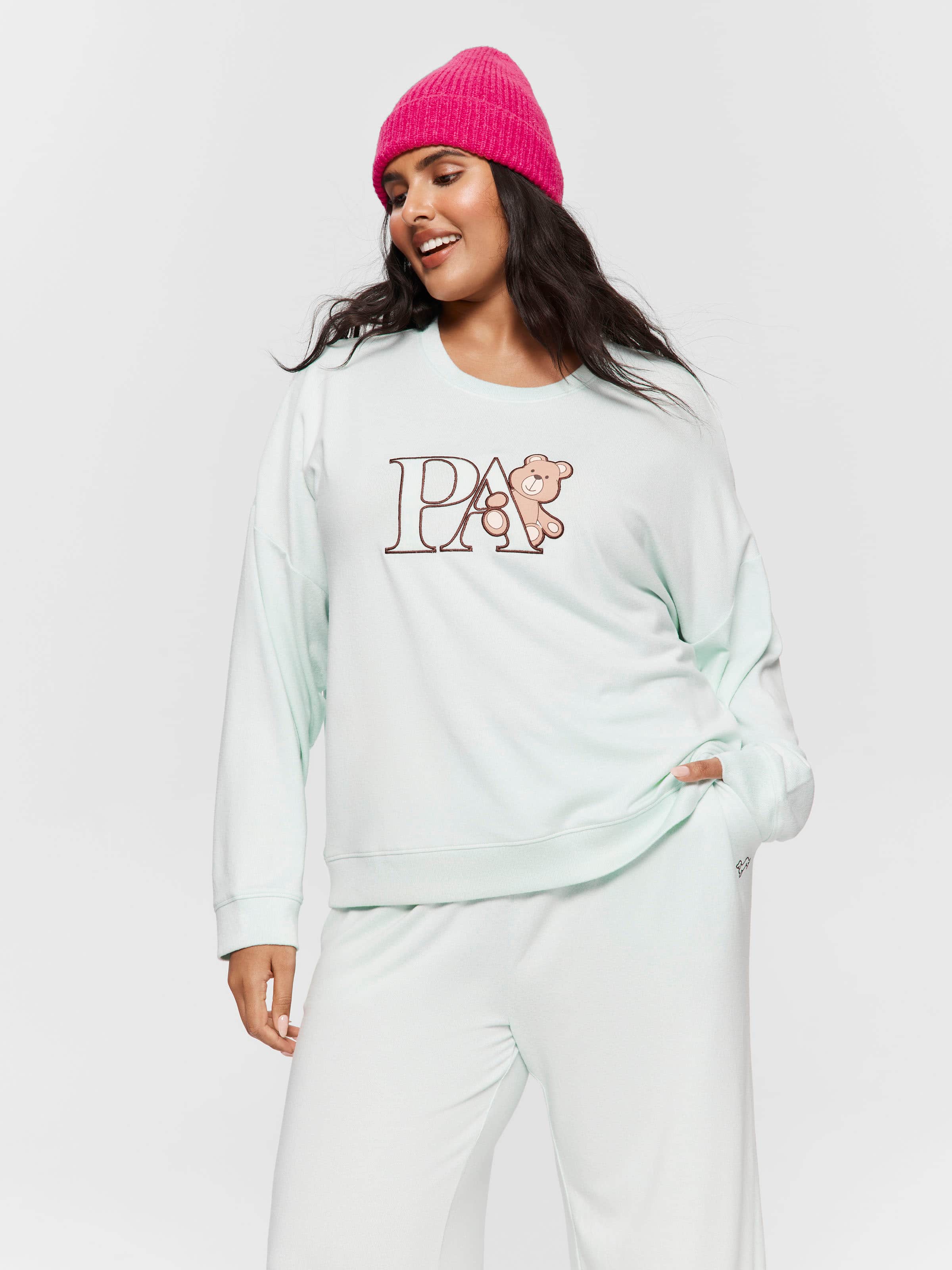P.A. Plus Mint Plush Logo Teddy Sweater