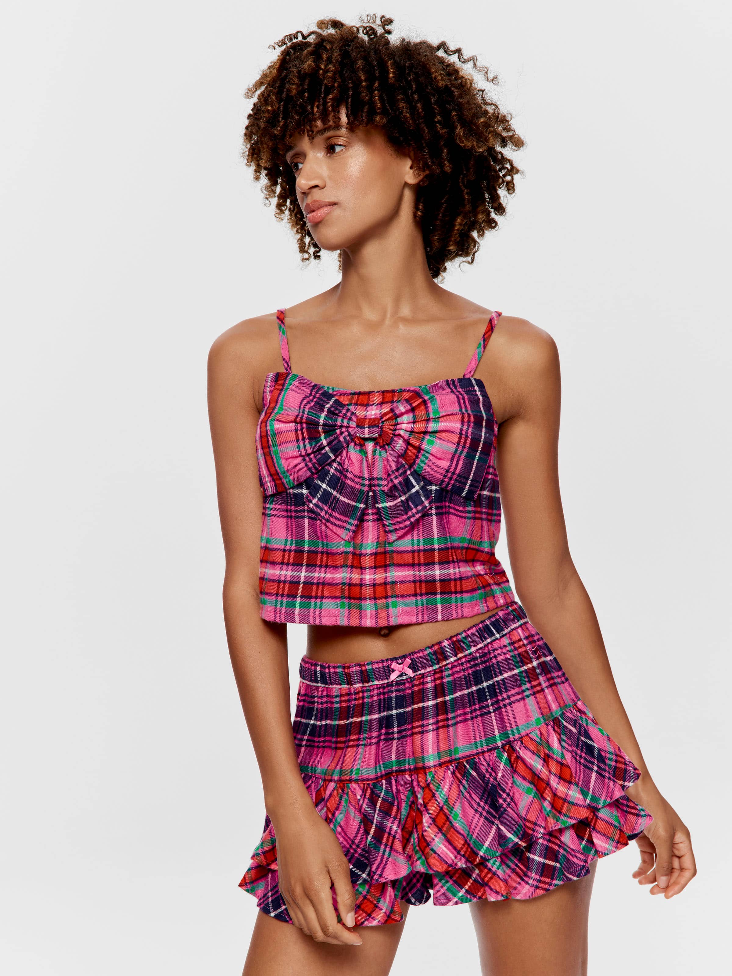 Pink Check Bow Cami