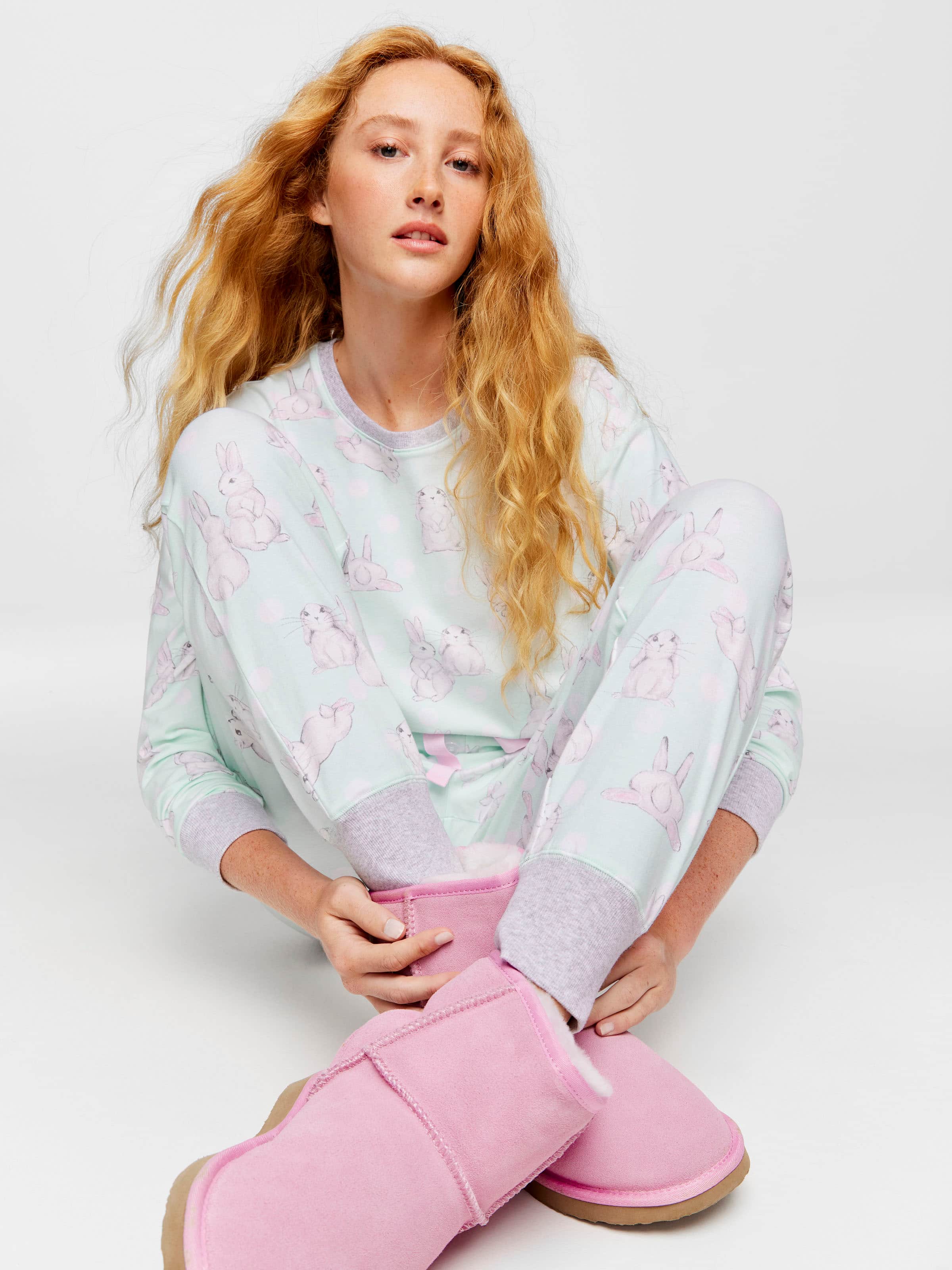 100% Cotton PJ Pants Women Soft Sleep Pants Cute Pink Pjs Lounge