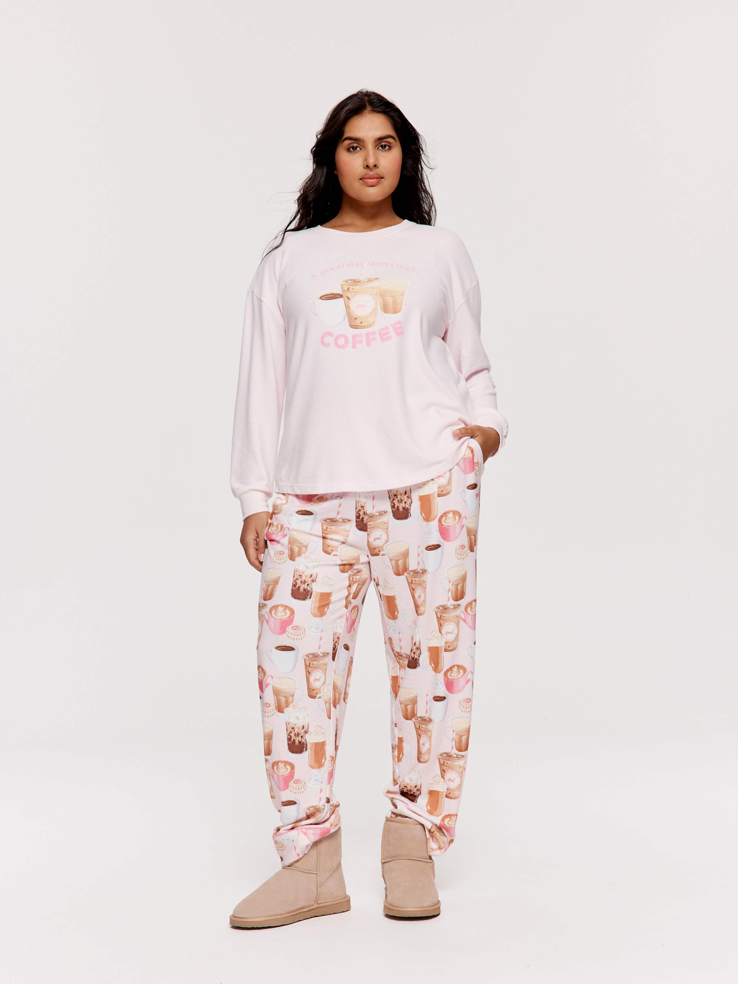 P.A. Plus Coffee Plush Oversized Long Sleeve Top
