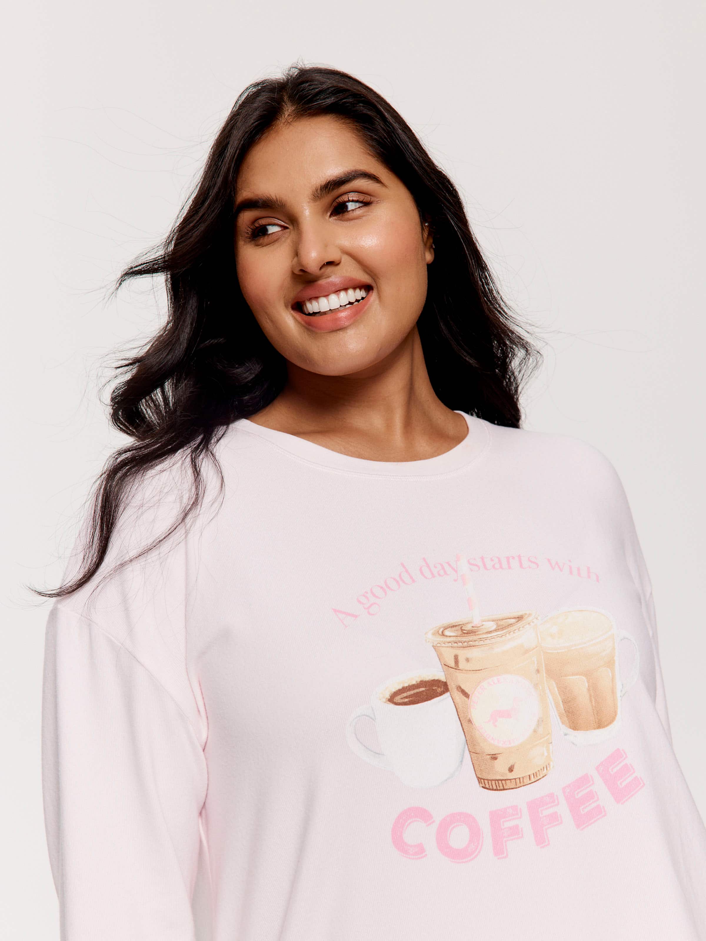 P.A. Plus Coffee Plush Oversized Long Sleeve Top