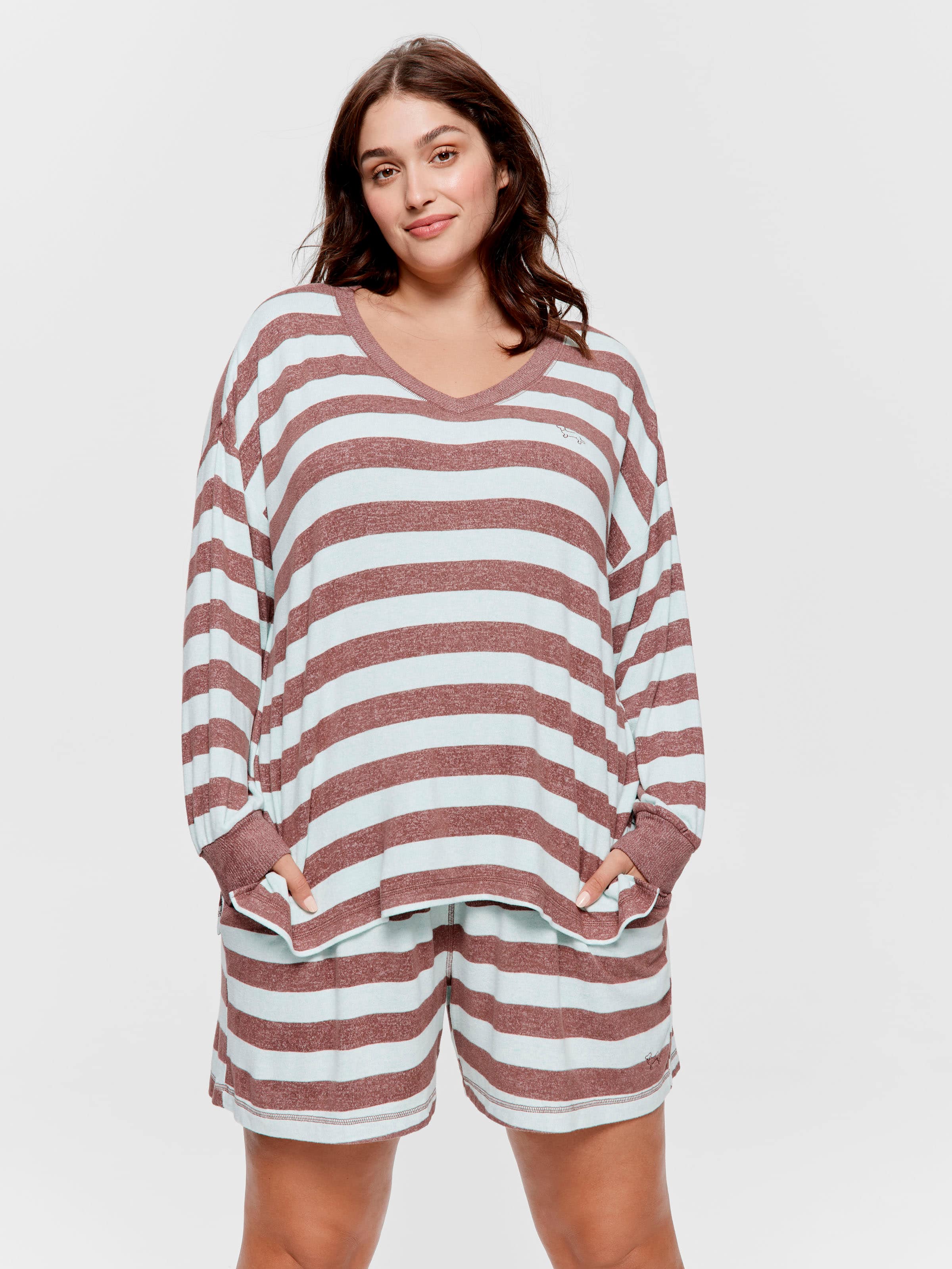 P.A. Plus Mint Choc Fuzzy Stripe Sweater