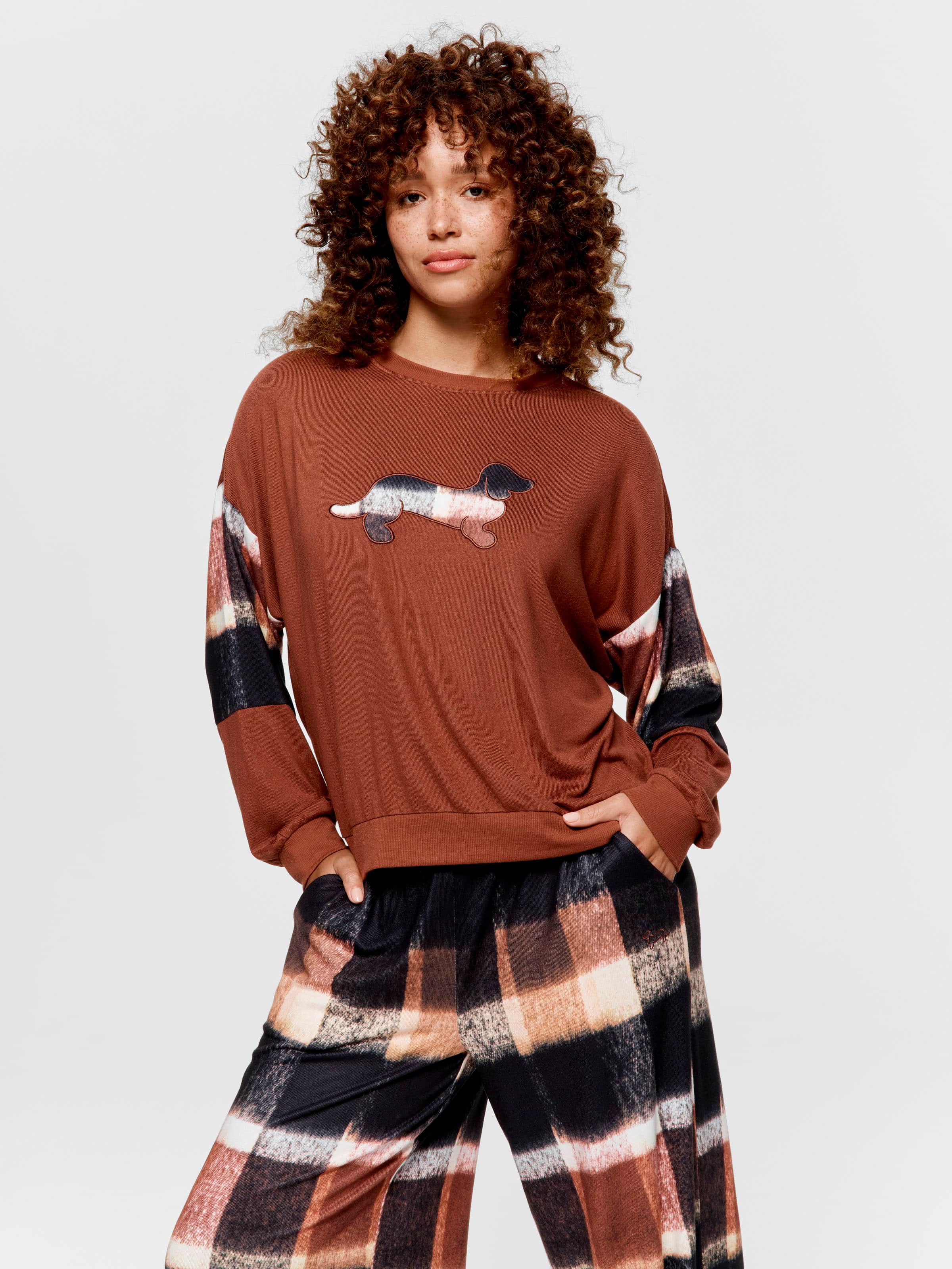 Brown Check Logo Plush Sweater