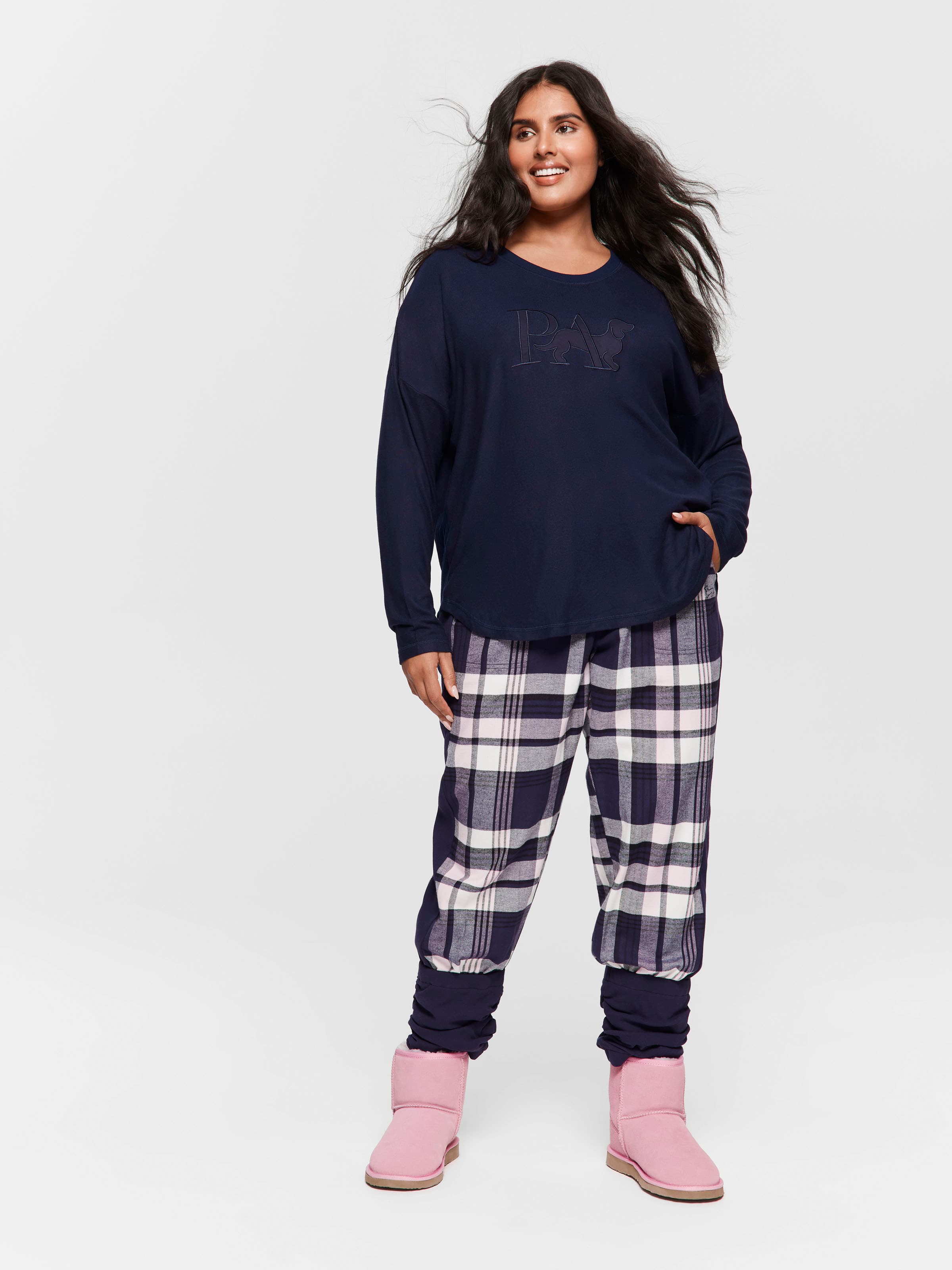 P.A. Plus Navy Logo Plush Sweater