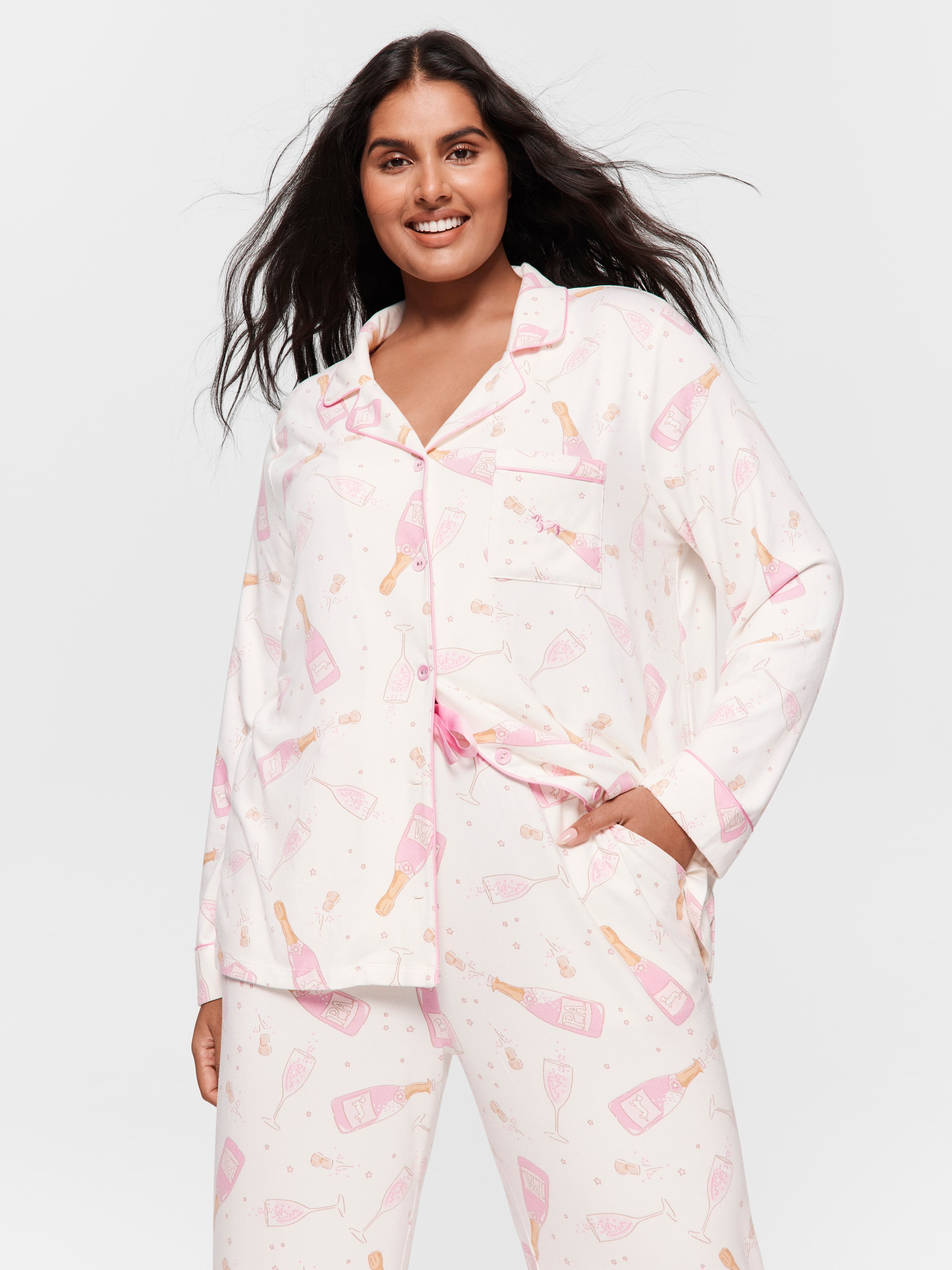 P.A. Plus Champagne Plush Long Pj Set