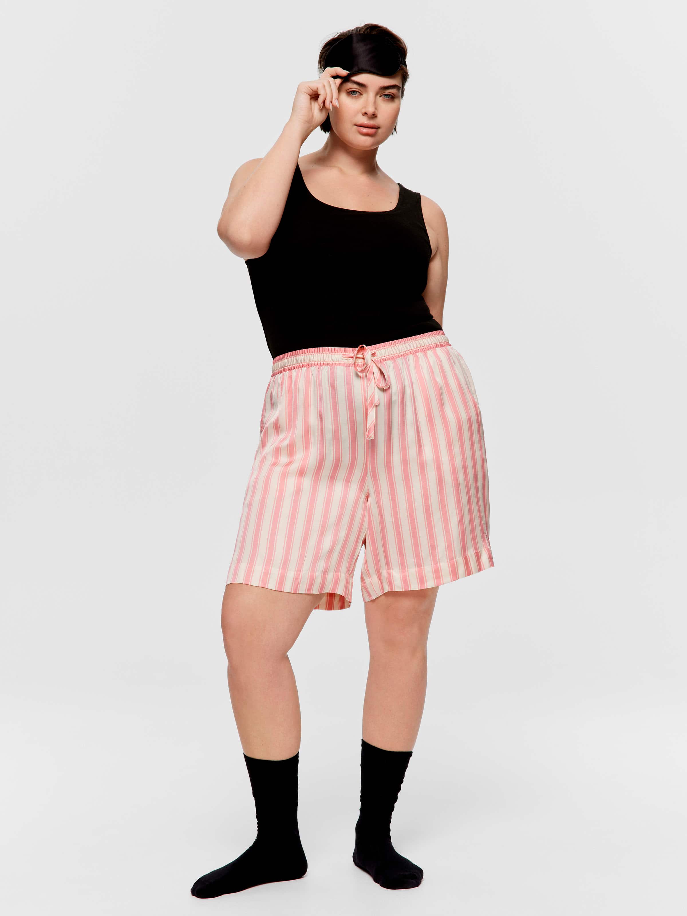 P.A. Plus Stripe Satin Long Short