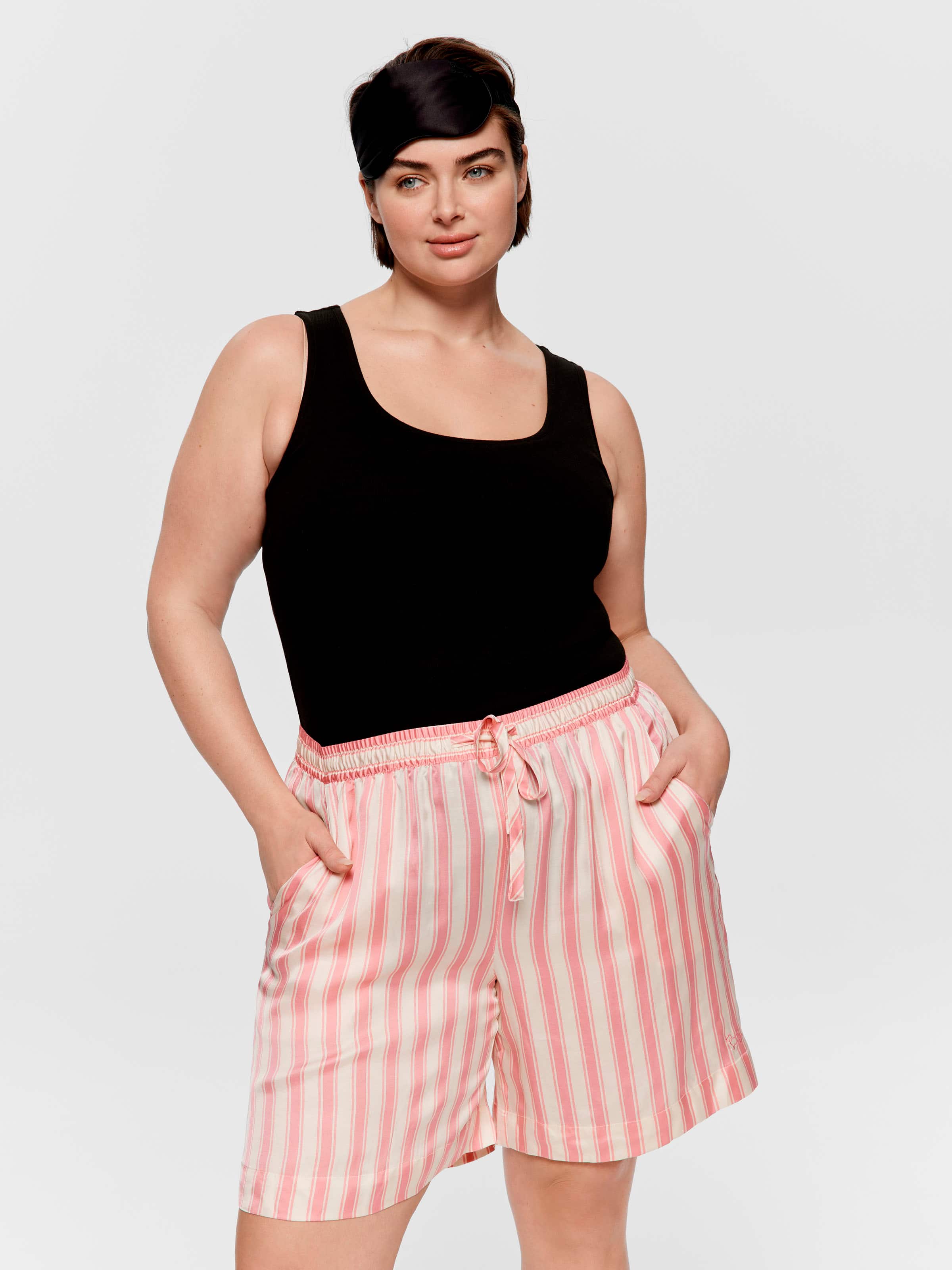 P.A. Plus Stripe Satin Long Short